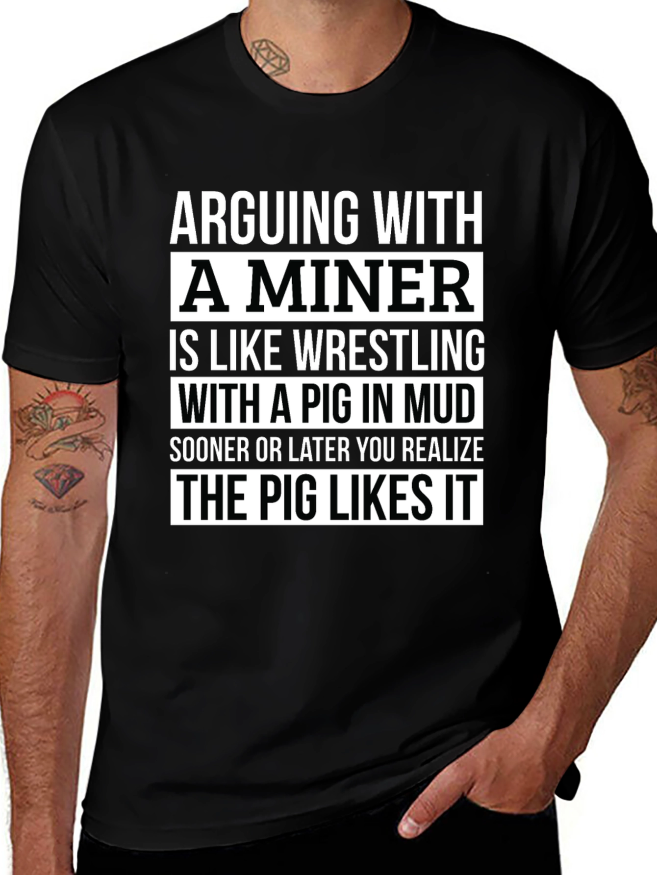 Camiseta Negra: Discutir con un Minero