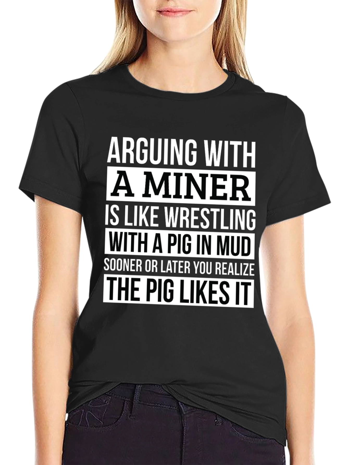 Camiseta Negra: Discutir con un Minero
