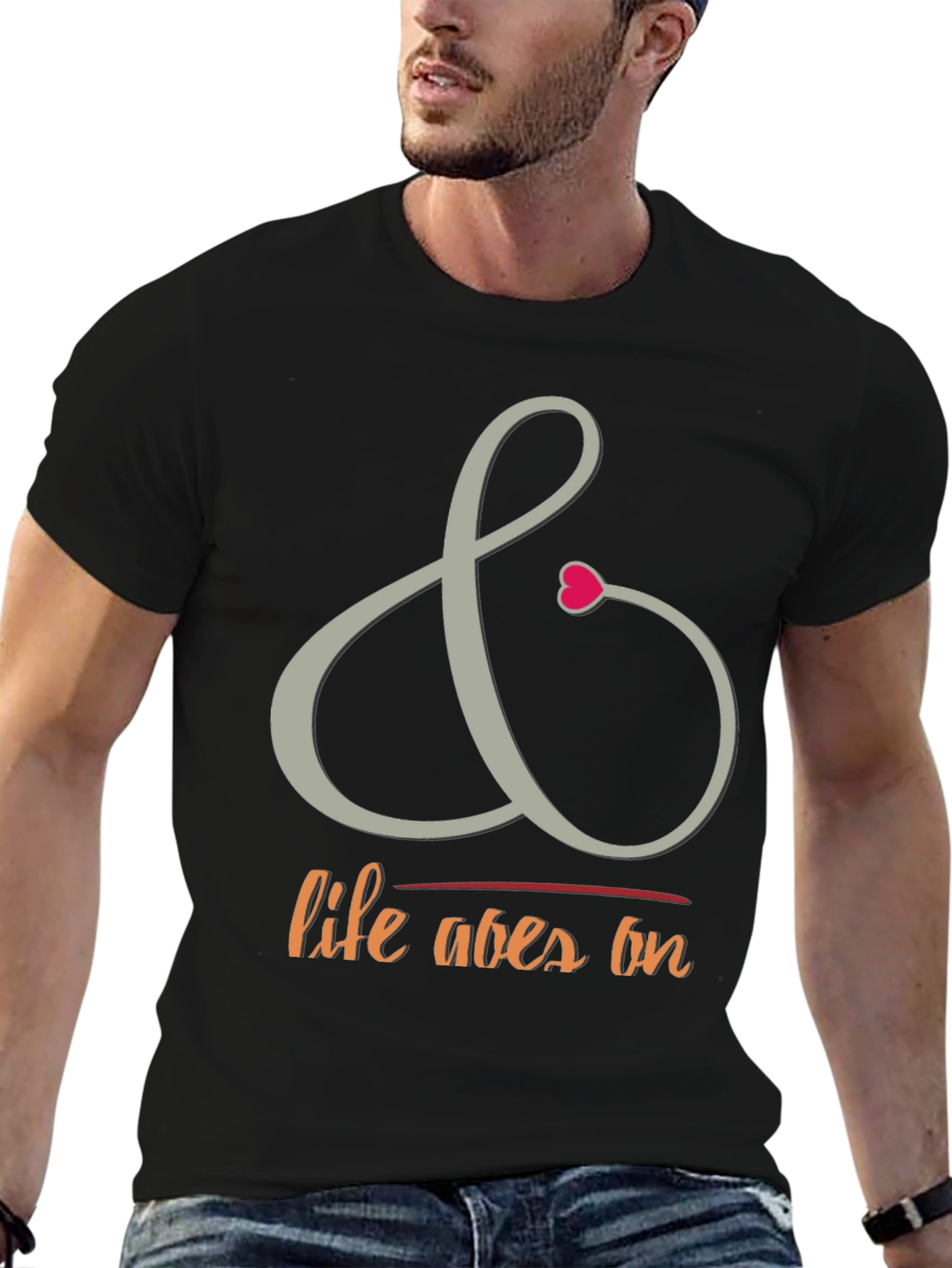 Camiseta Negra con Diseño La Vida Sigue