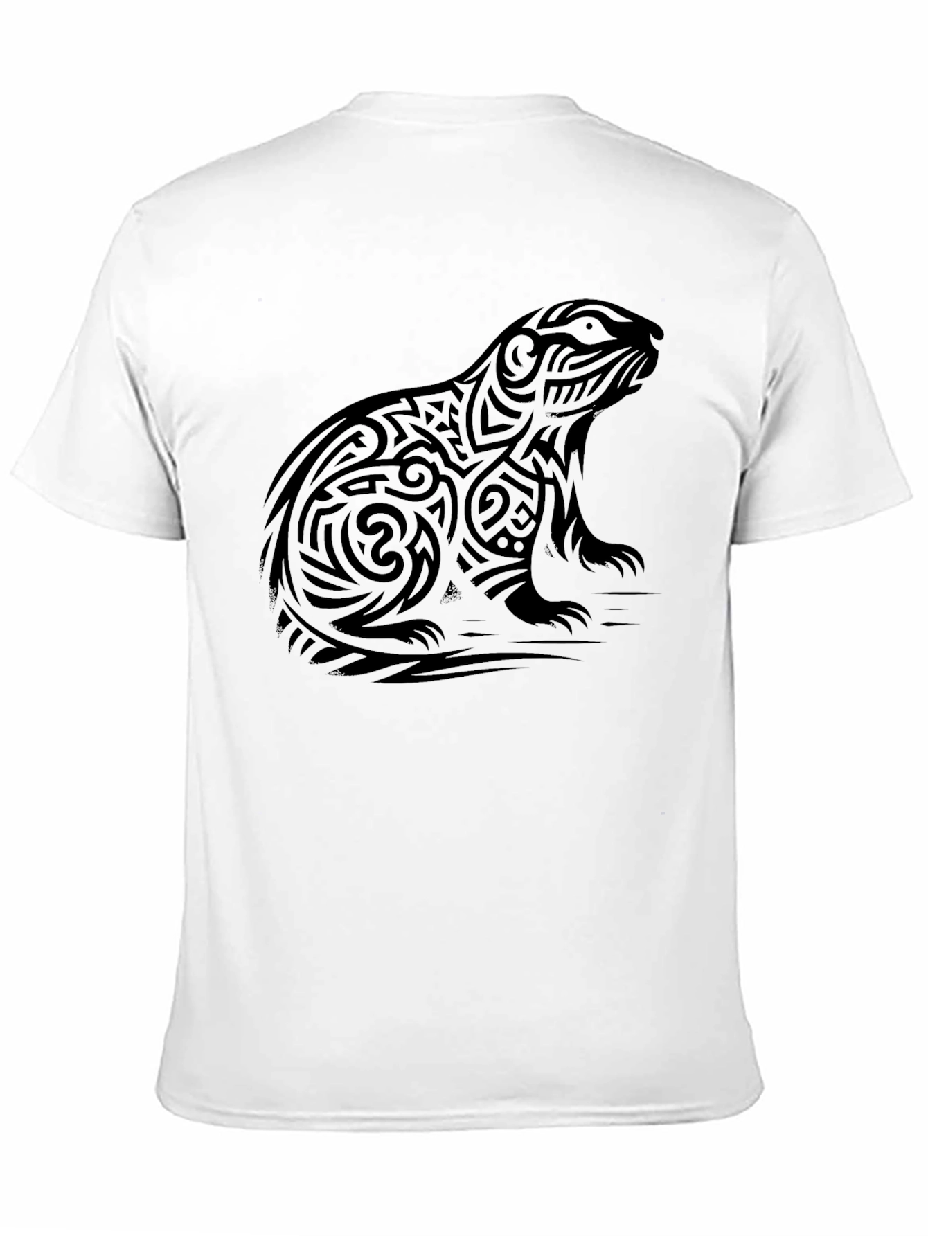 Camiseta Negra Hombre Diseño Tribal Marmota