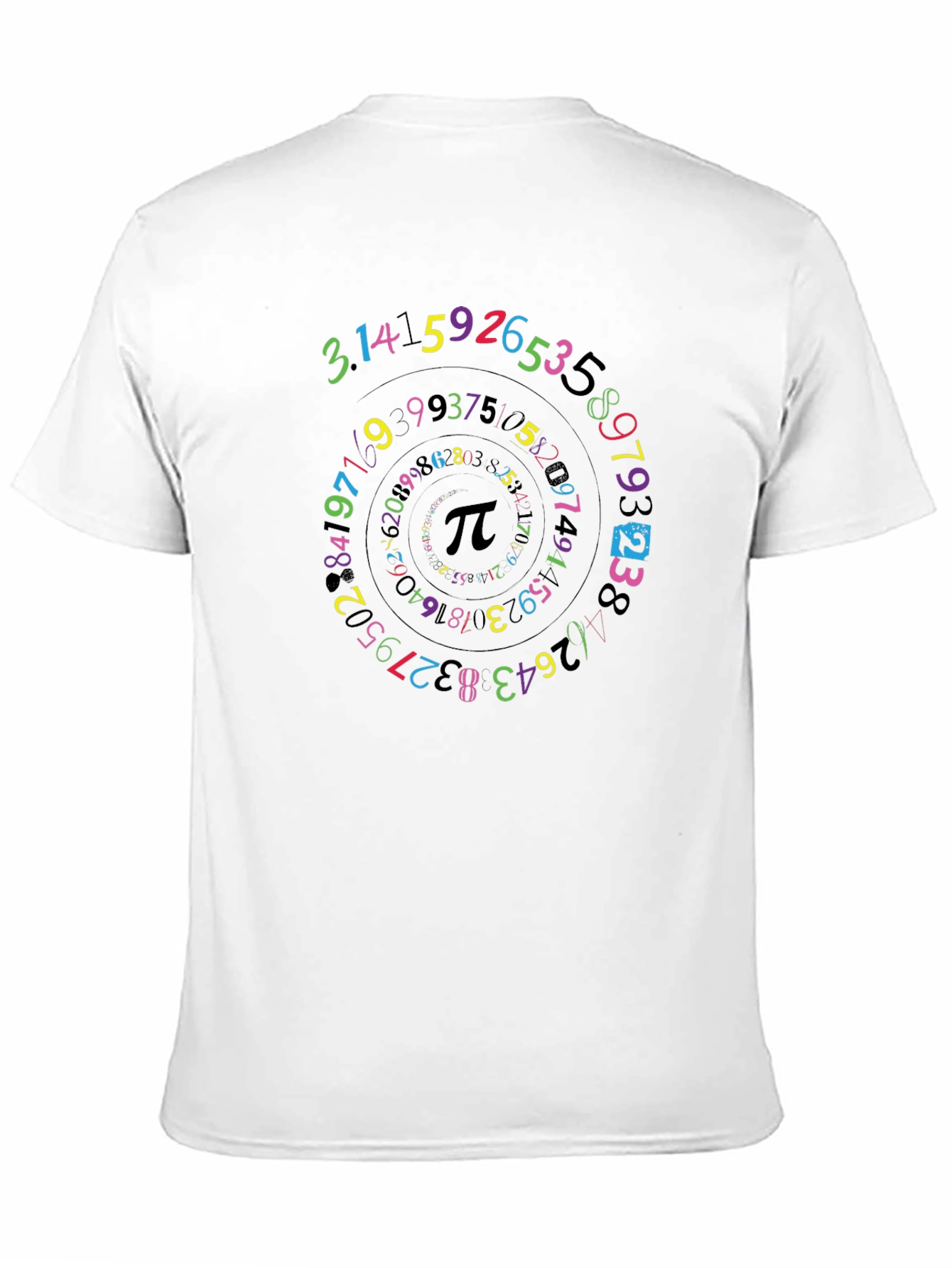 Camiseta Negra con Diseño de Espiral Numérica Pi