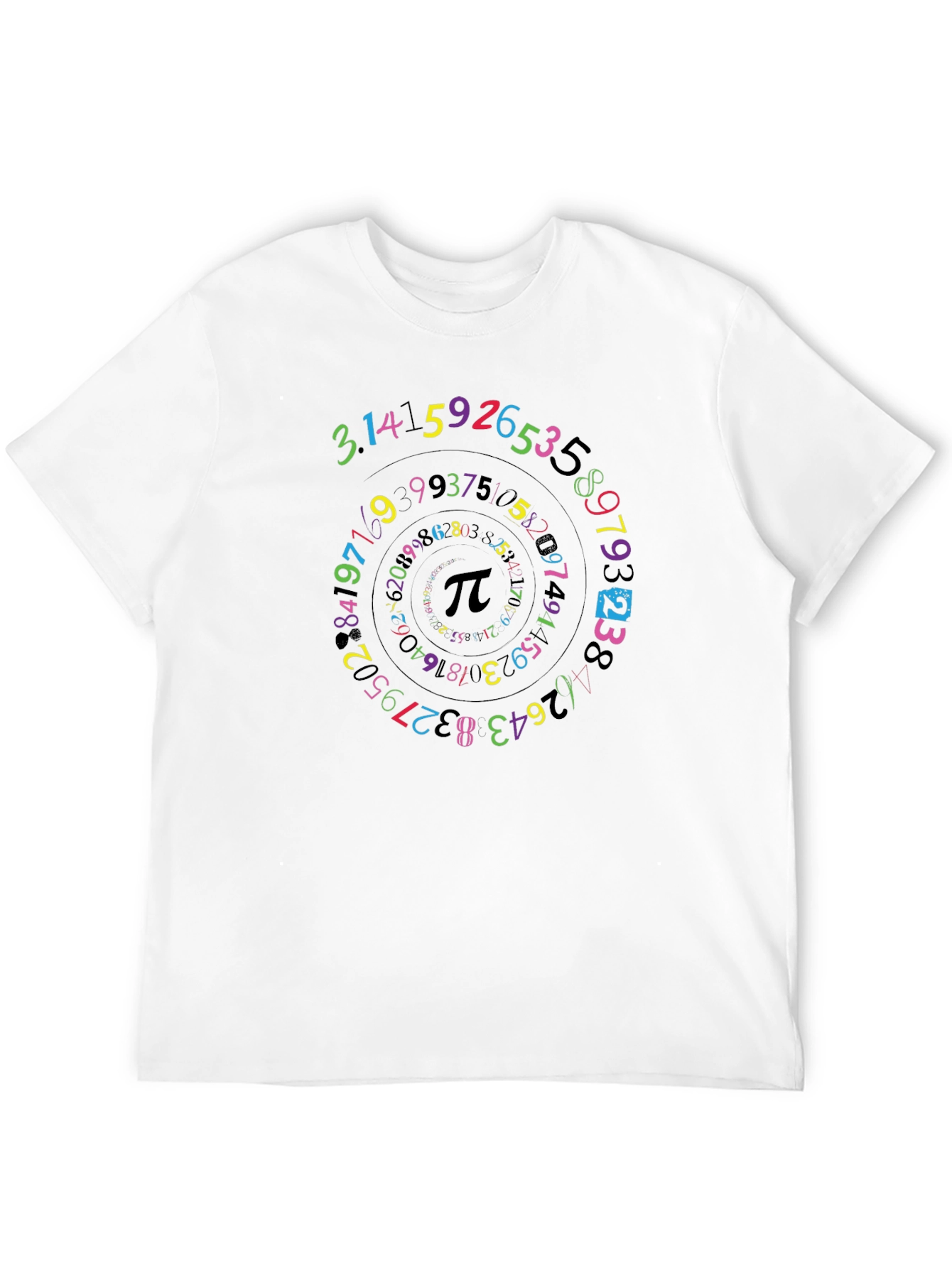 Camiseta Negra con Diseño de Espiral Numérica Pi