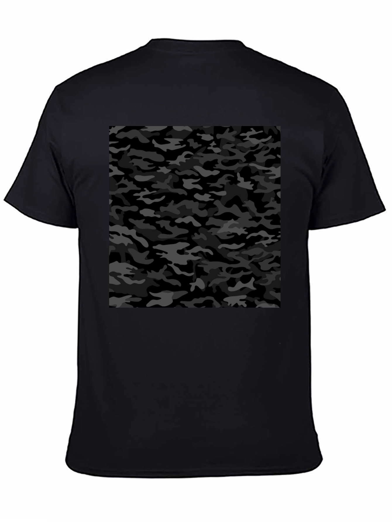 Camiseta Negra Hombre Estampado Camuflaje Urbano