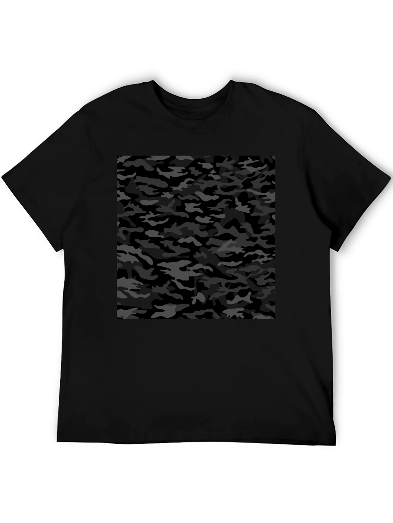 Camiseta Negra Hombre Estampado Camuflaje Urbano