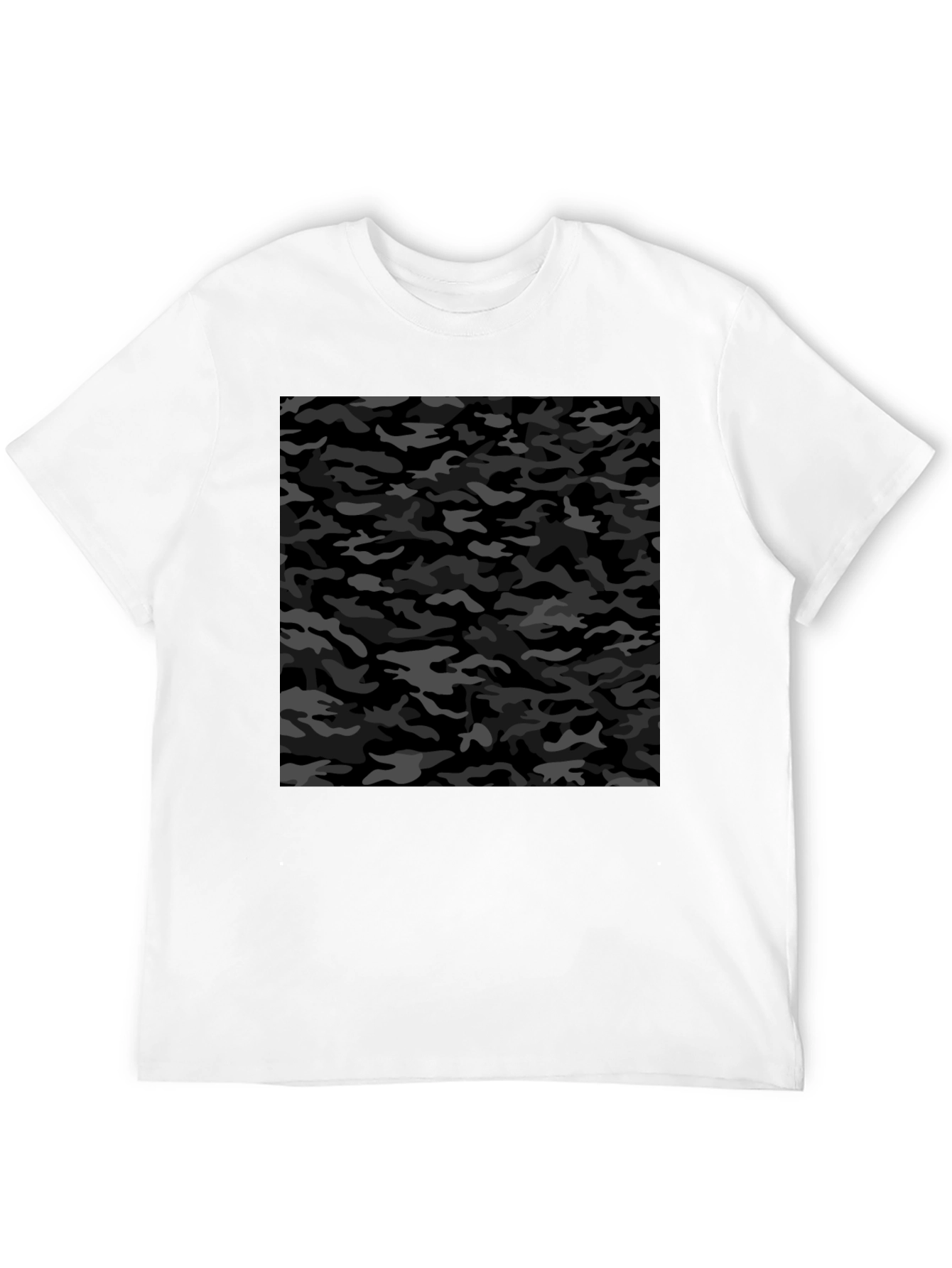 Camiseta Negra Hombre Estampado Camuflaje Urbano