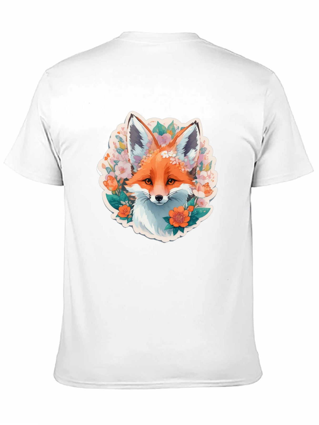 Camiseta Negra con Diseño de Zorro Floral