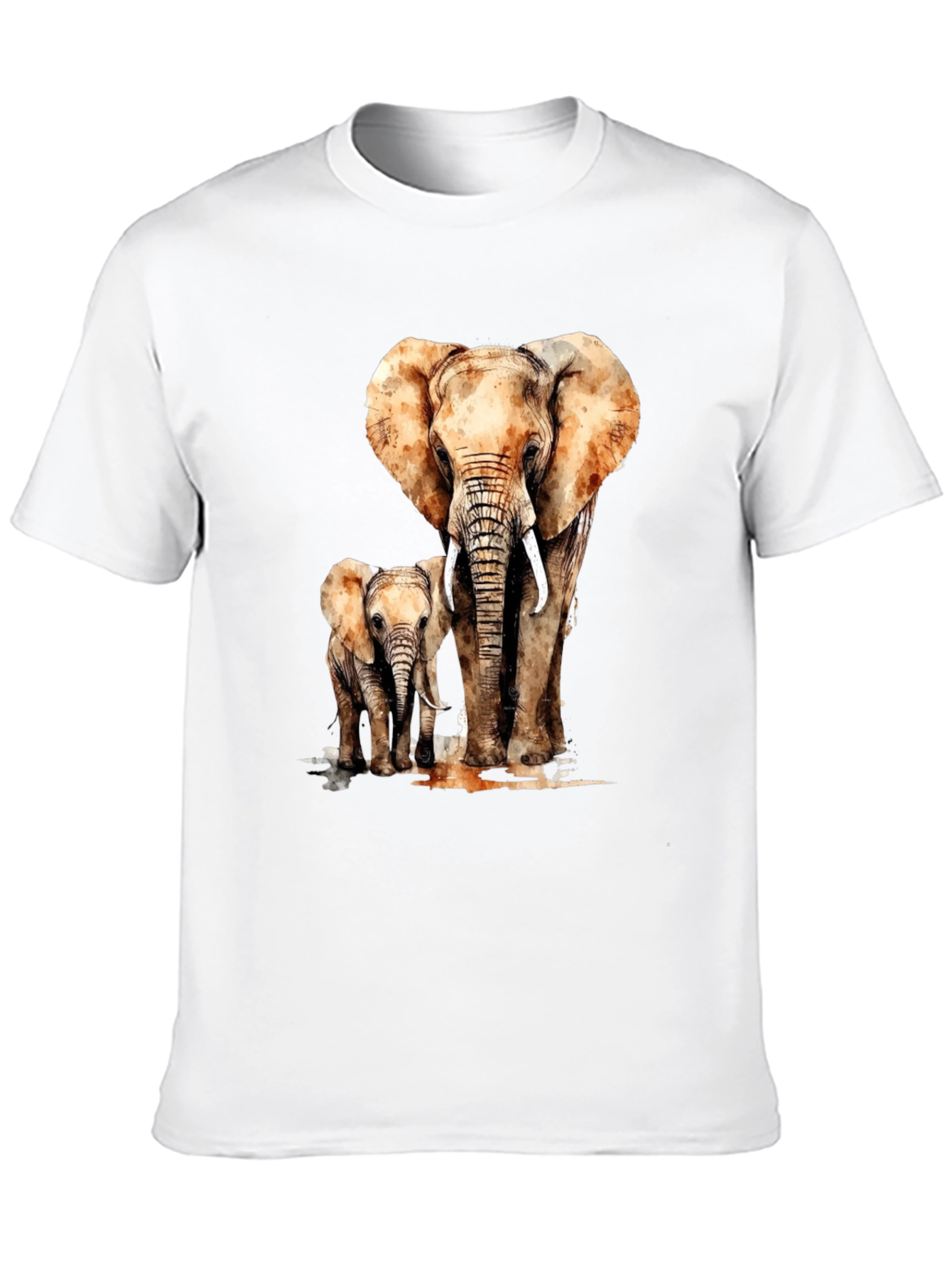 Camiseta Negra con Estampado de Elefante y Elefantito