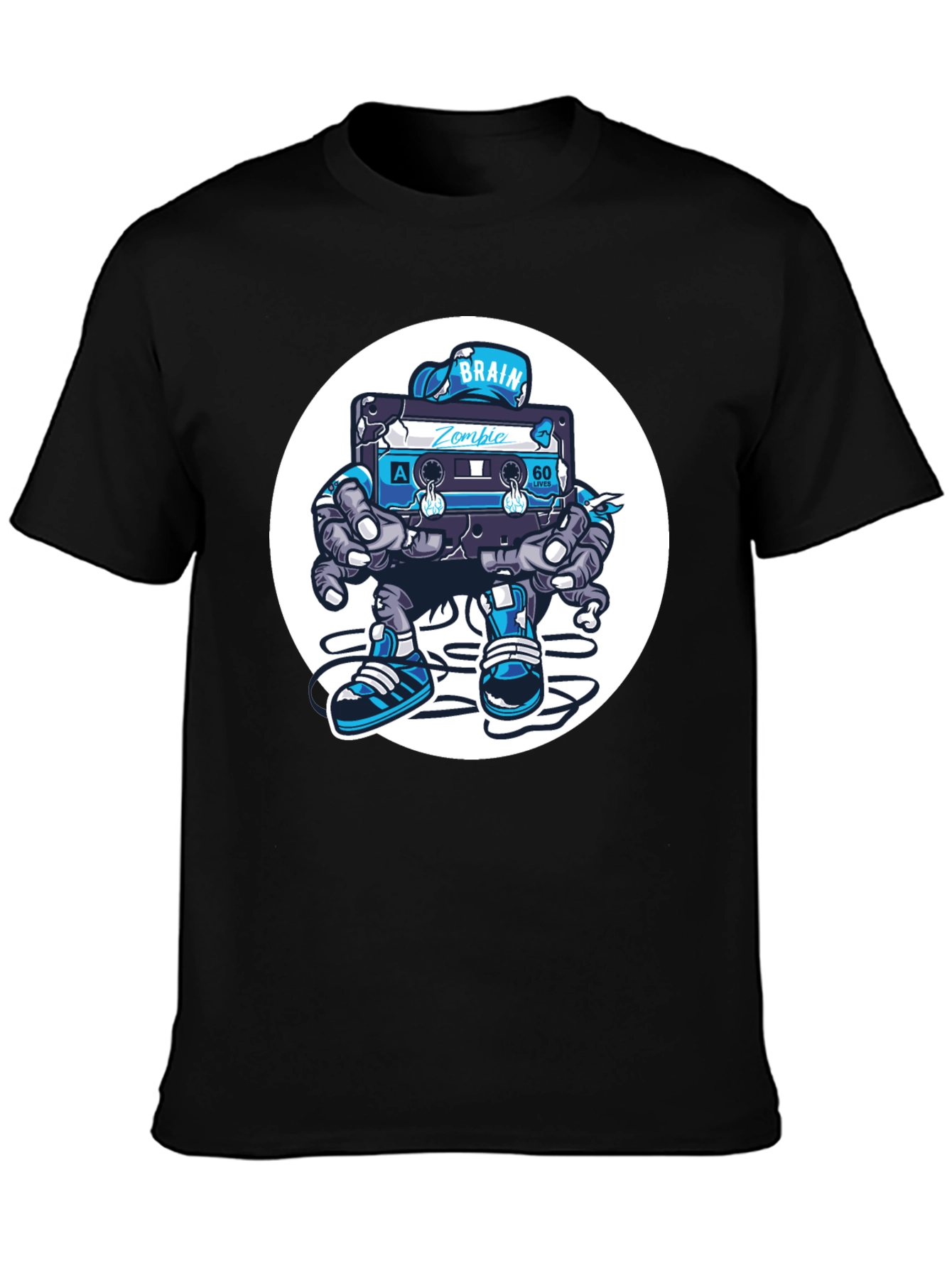 Camiseta Negra con Diseño de Cassette Zombie