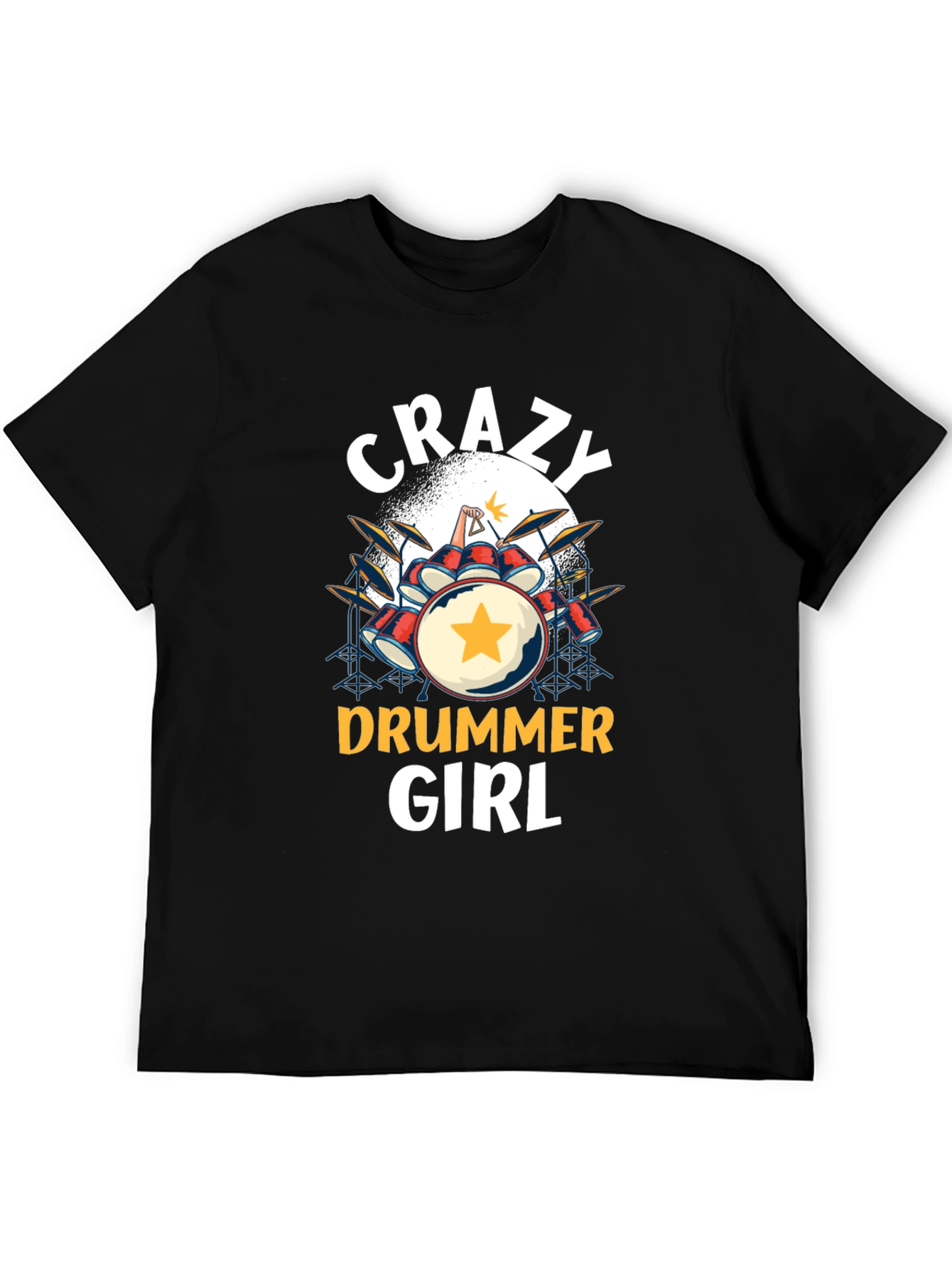 Camiseta Negra Crazy Drummer Girl