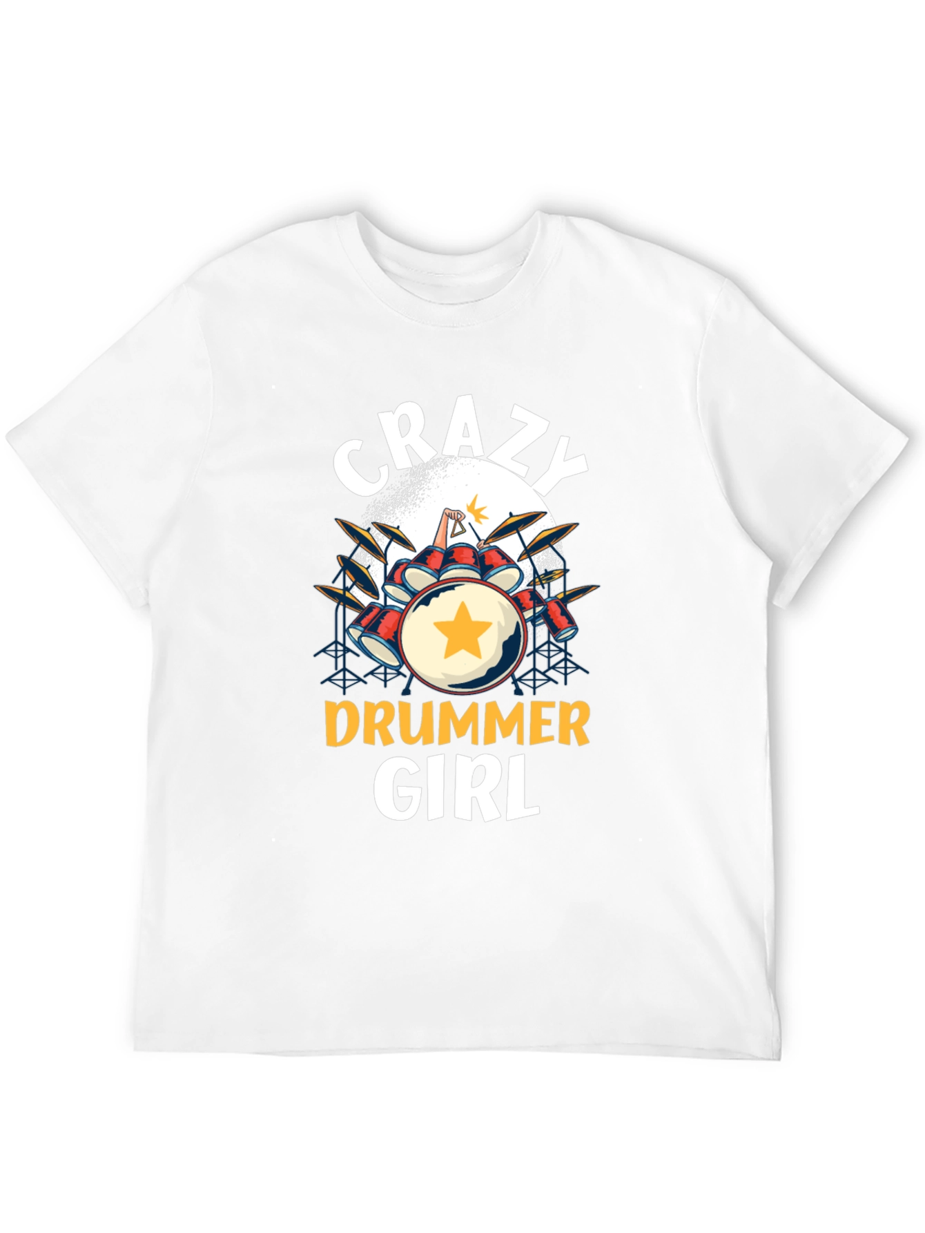 Camiseta Negra Crazy Drummer Girl