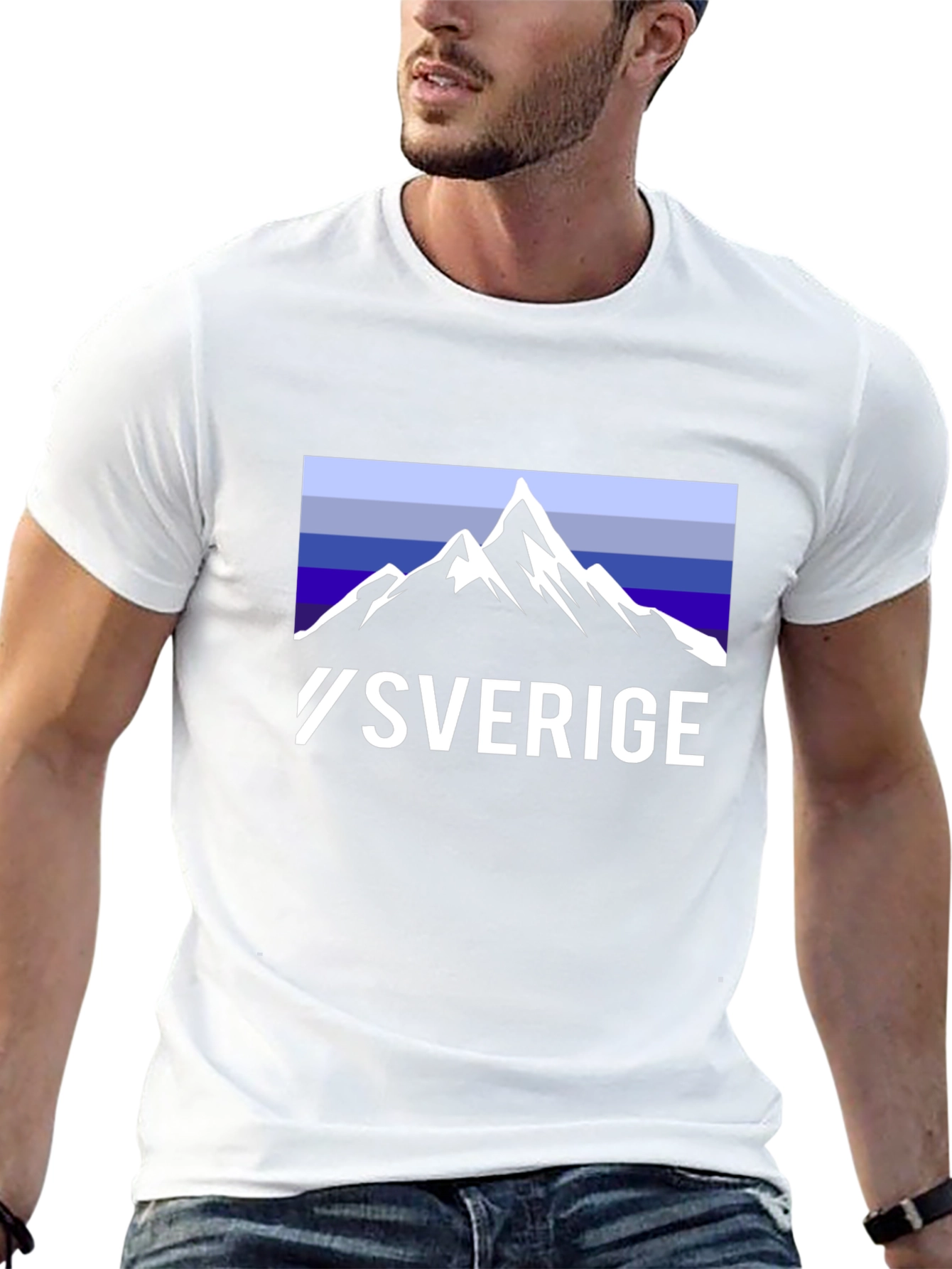 Camiseta Negra Sverige Diseño Montaña