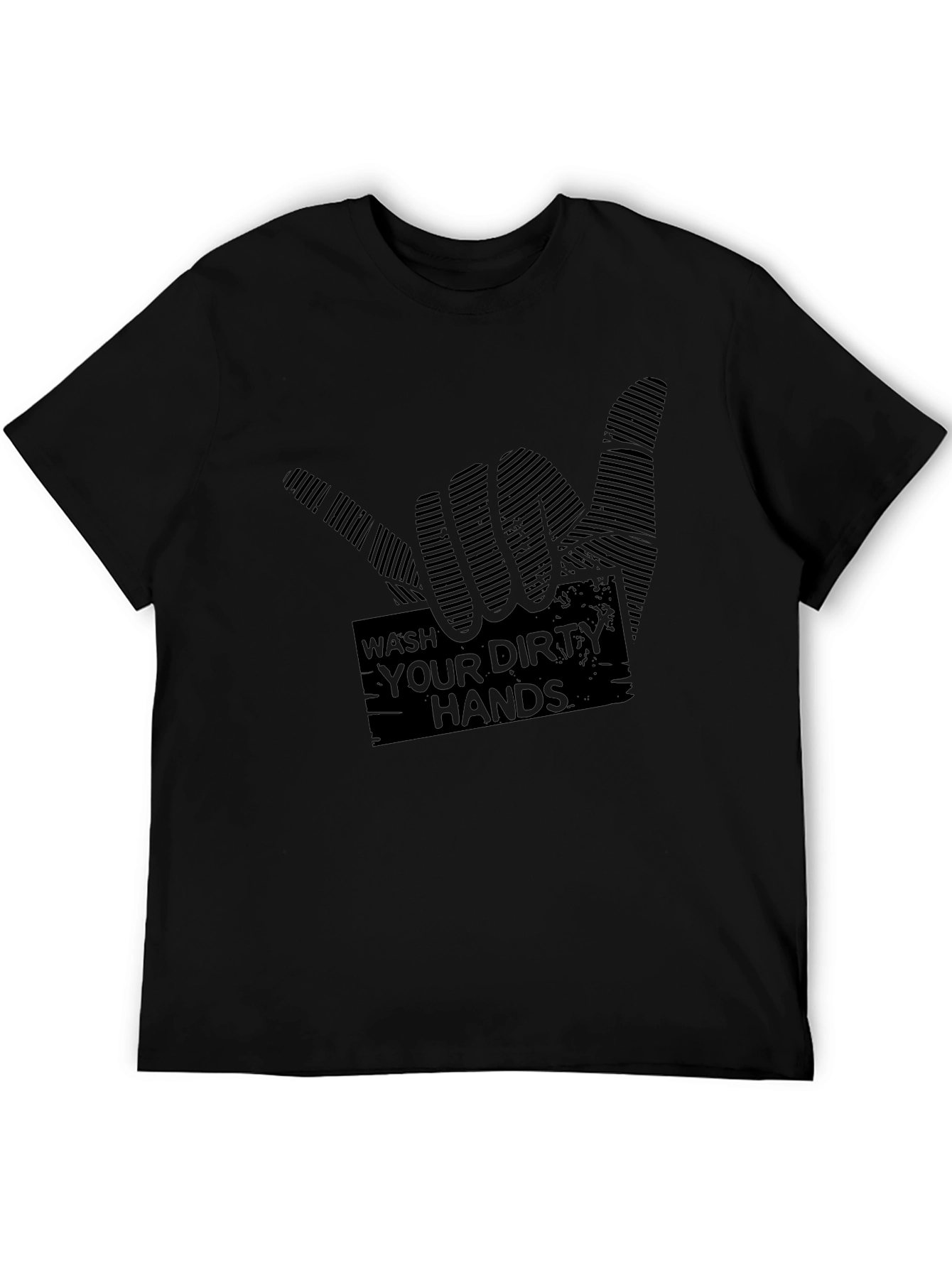 Camiseta Negra con Diseño Lava tus manos sucias