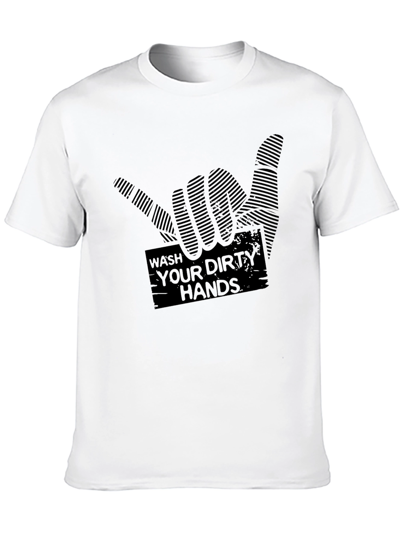 Camiseta Negra con Diseño Lava tus manos sucias