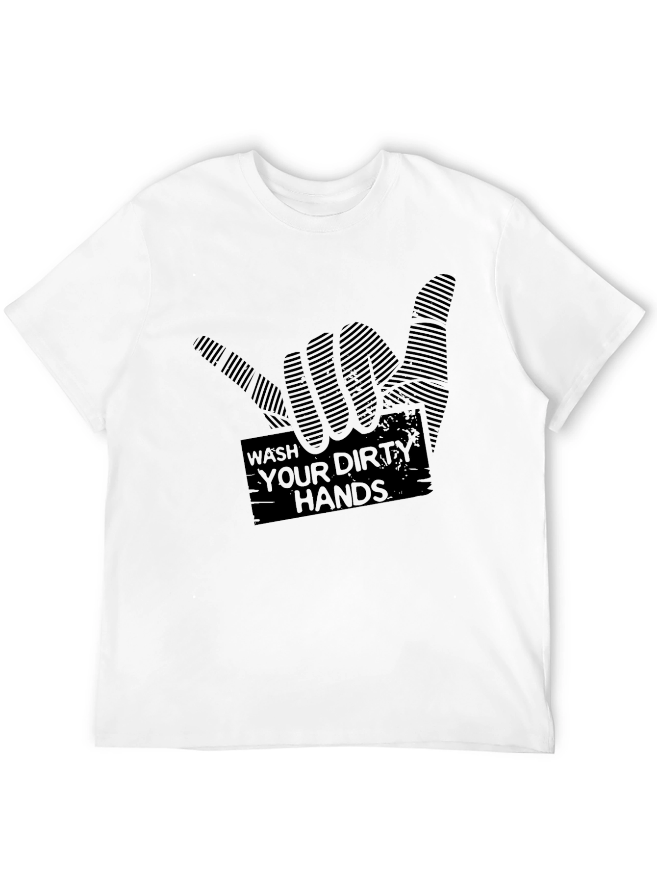 Camiseta Negra con Diseño Lava tus manos sucias