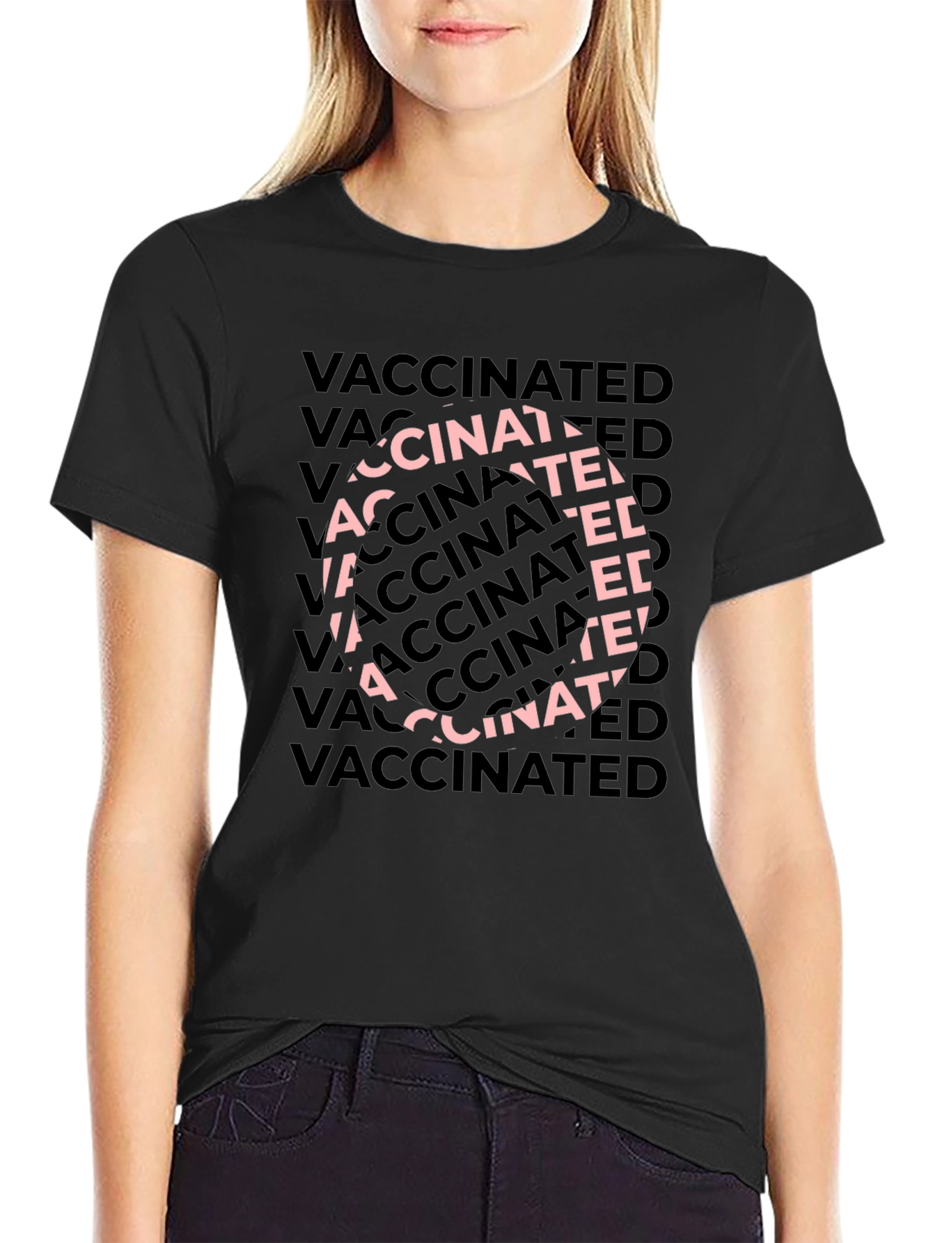 Camiseta Negra Vaccinated - Estilo Casual y Moderno