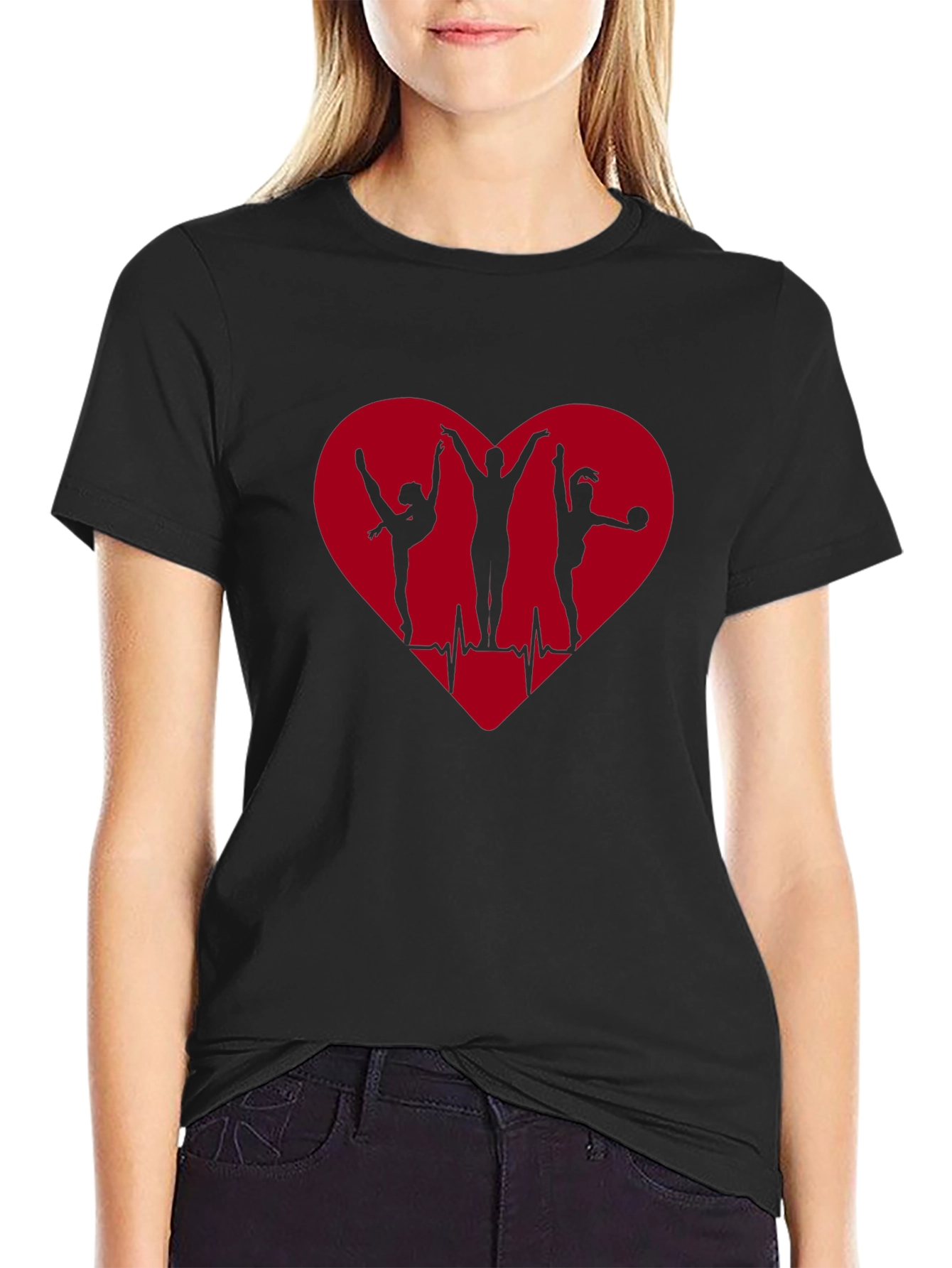 Camiseta Negra Corazón Gimnasia