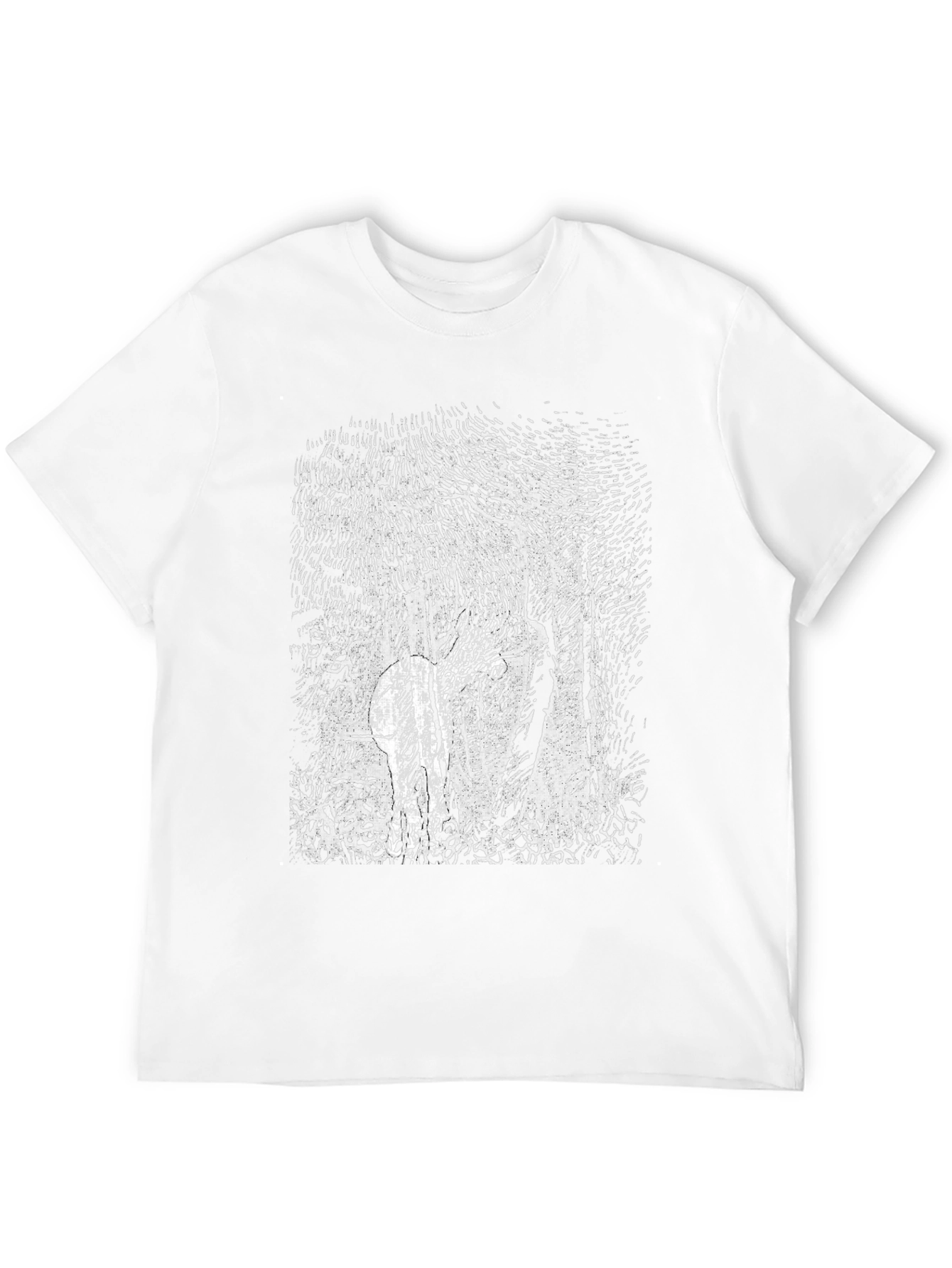 Camiseta Negra con Diseño Bosque Abstracto