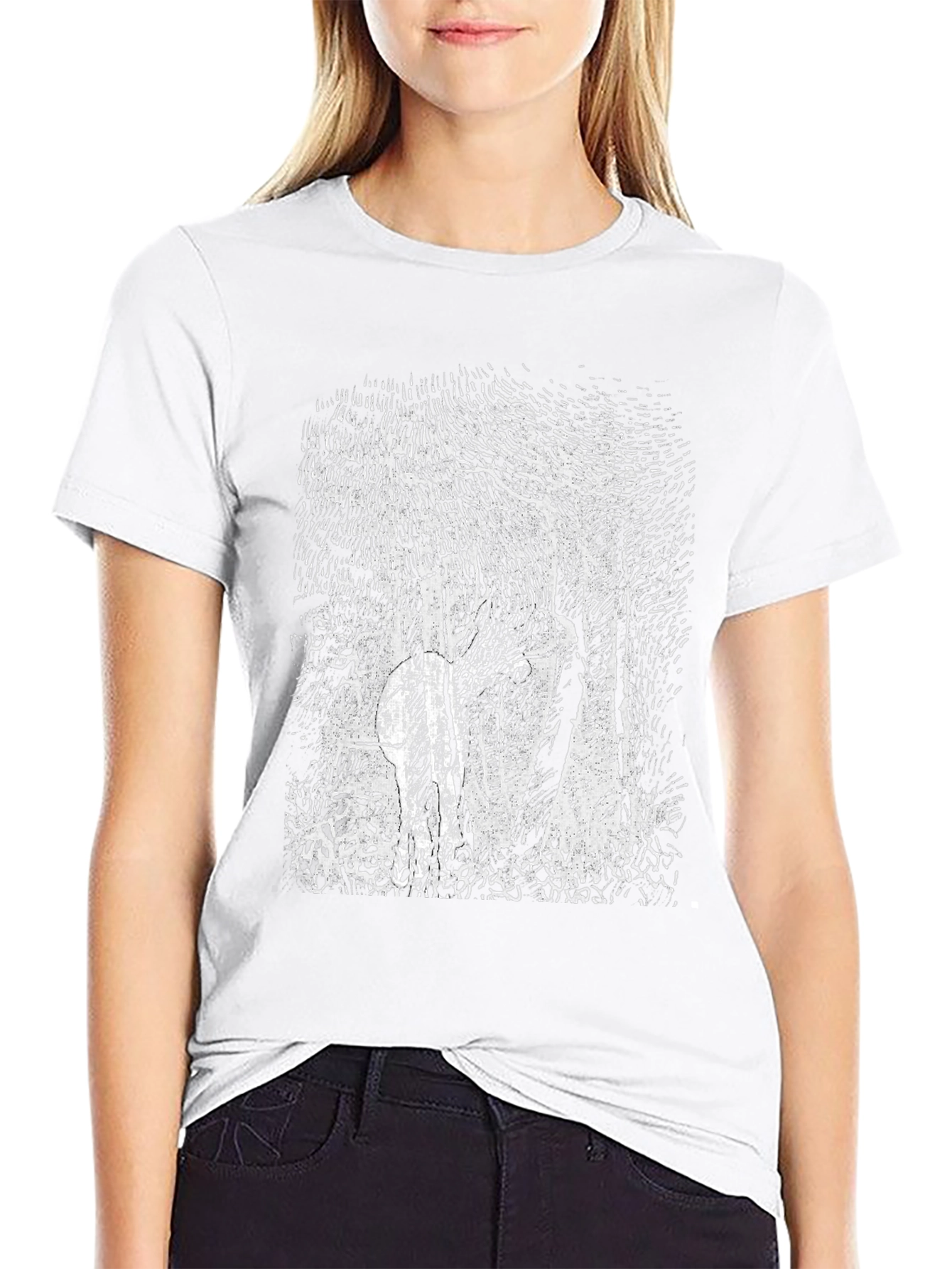 Camiseta Negra con Diseño Bosque Abstracto
