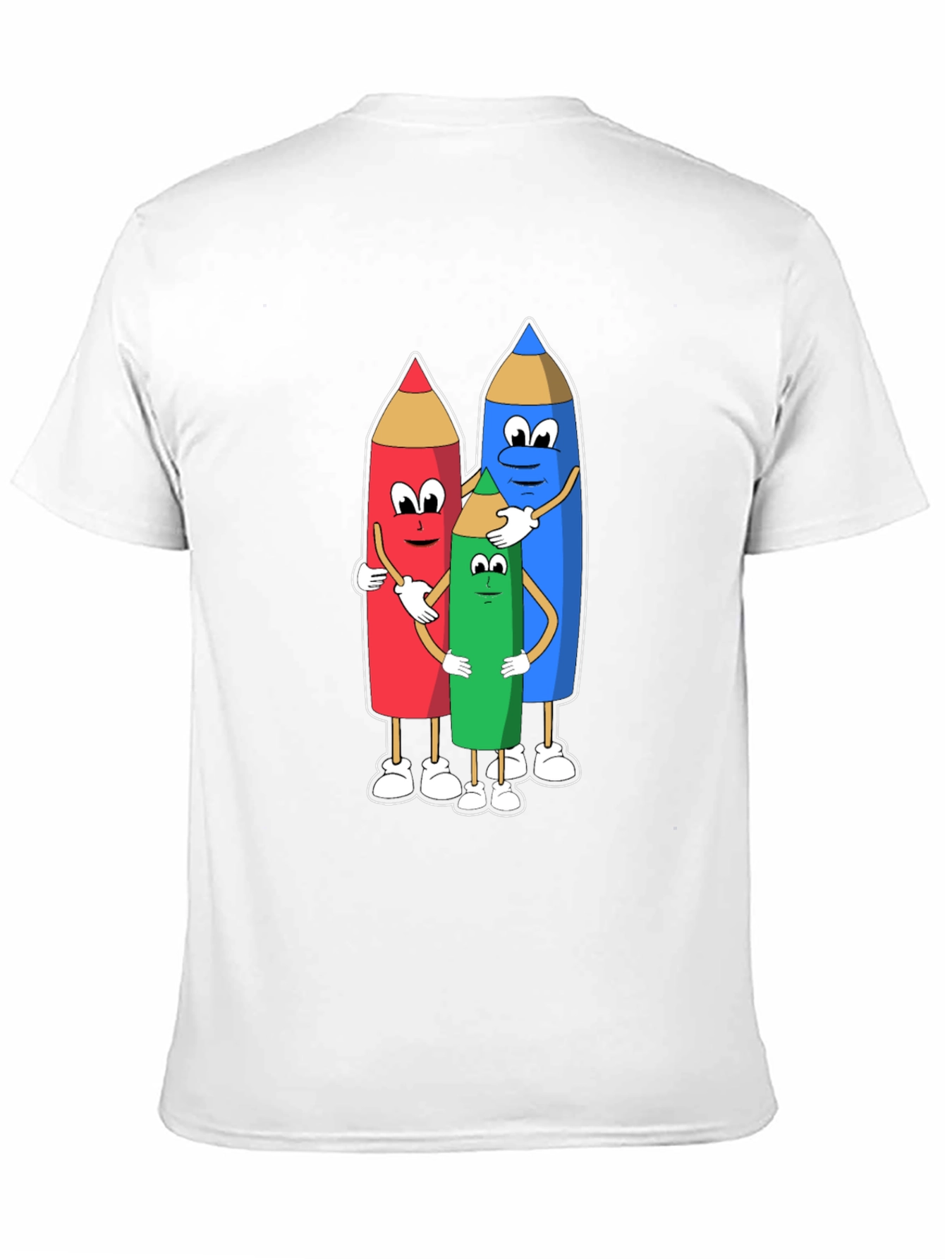 Camiseta Negra con Diseño de Lápices Abrazándose