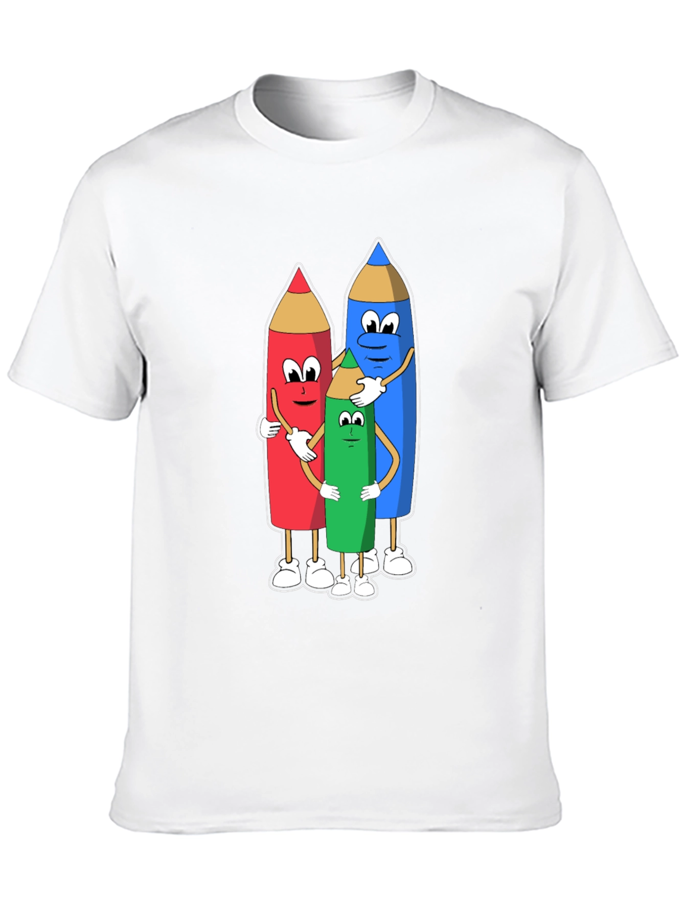 Camiseta Negra con Diseño de Lápices Abrazándose