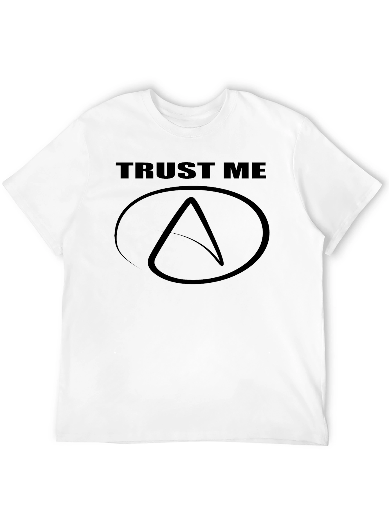Camiseta Negra Trust Me con Símbolo Ateísta
