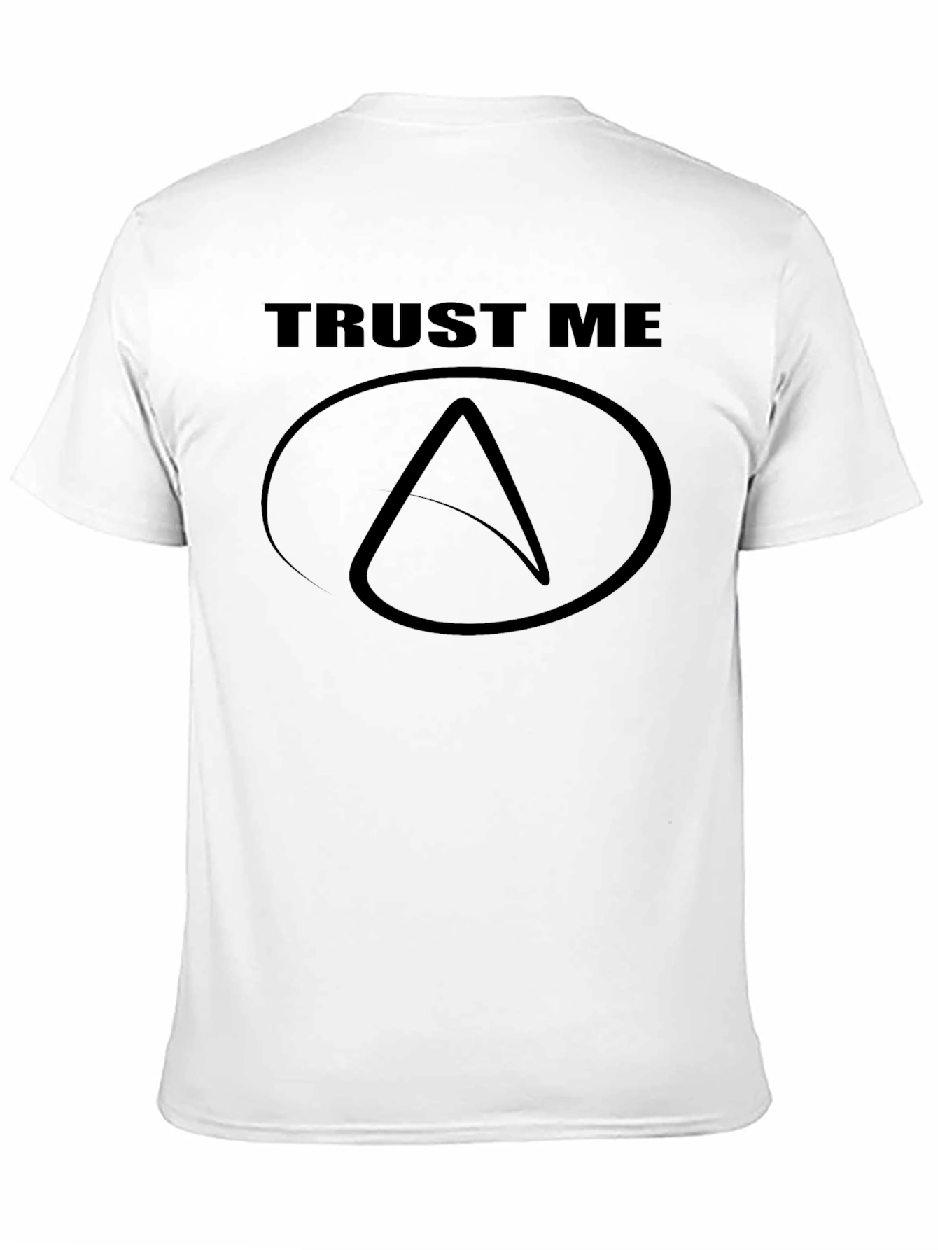 Camiseta Negra Trust Me con Símbolo Ateísta
