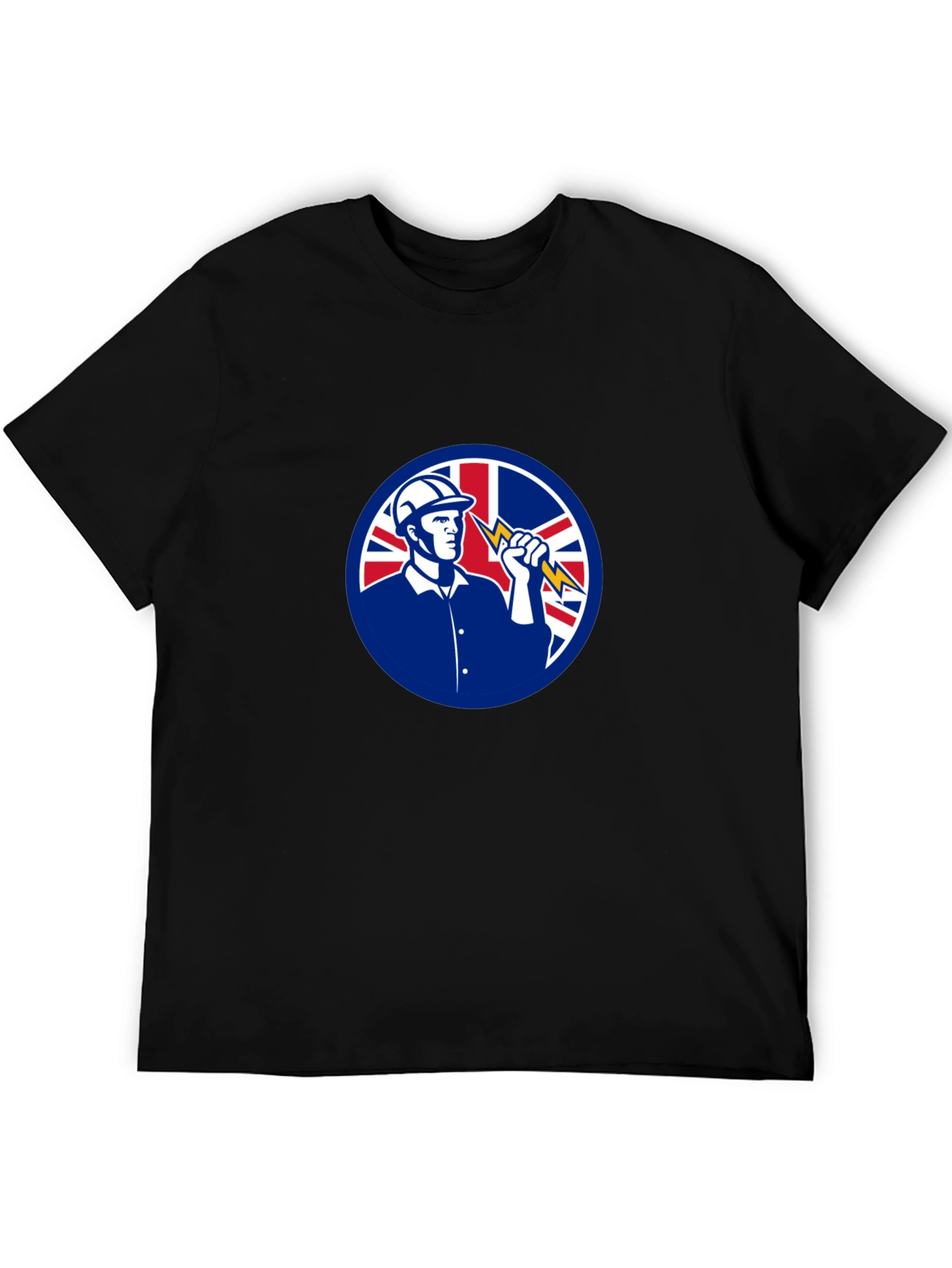 Camiseta Negra Eléctrico con Bandera Reino Unido