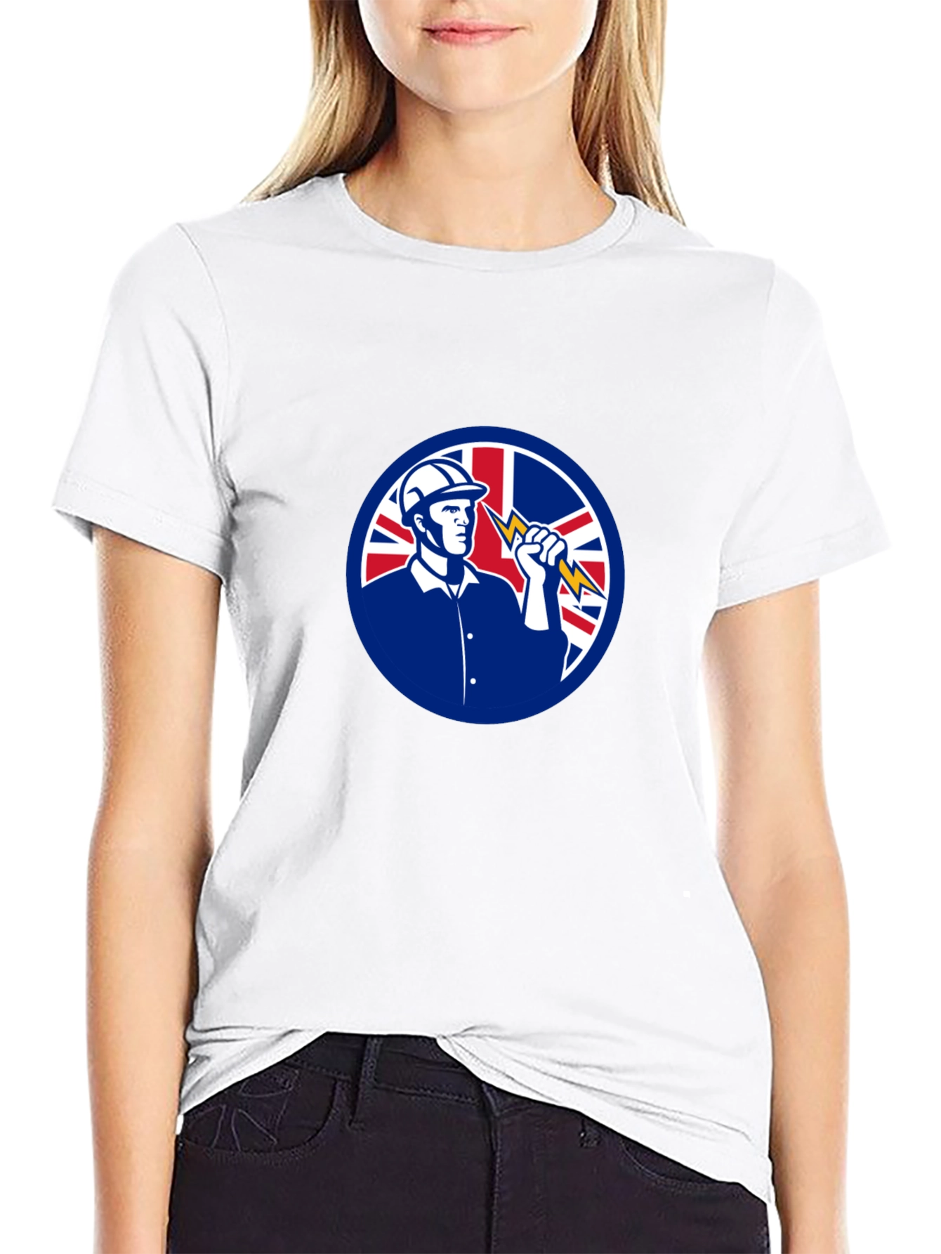 Camiseta Negra Eléctrico con Bandera Reino Unido