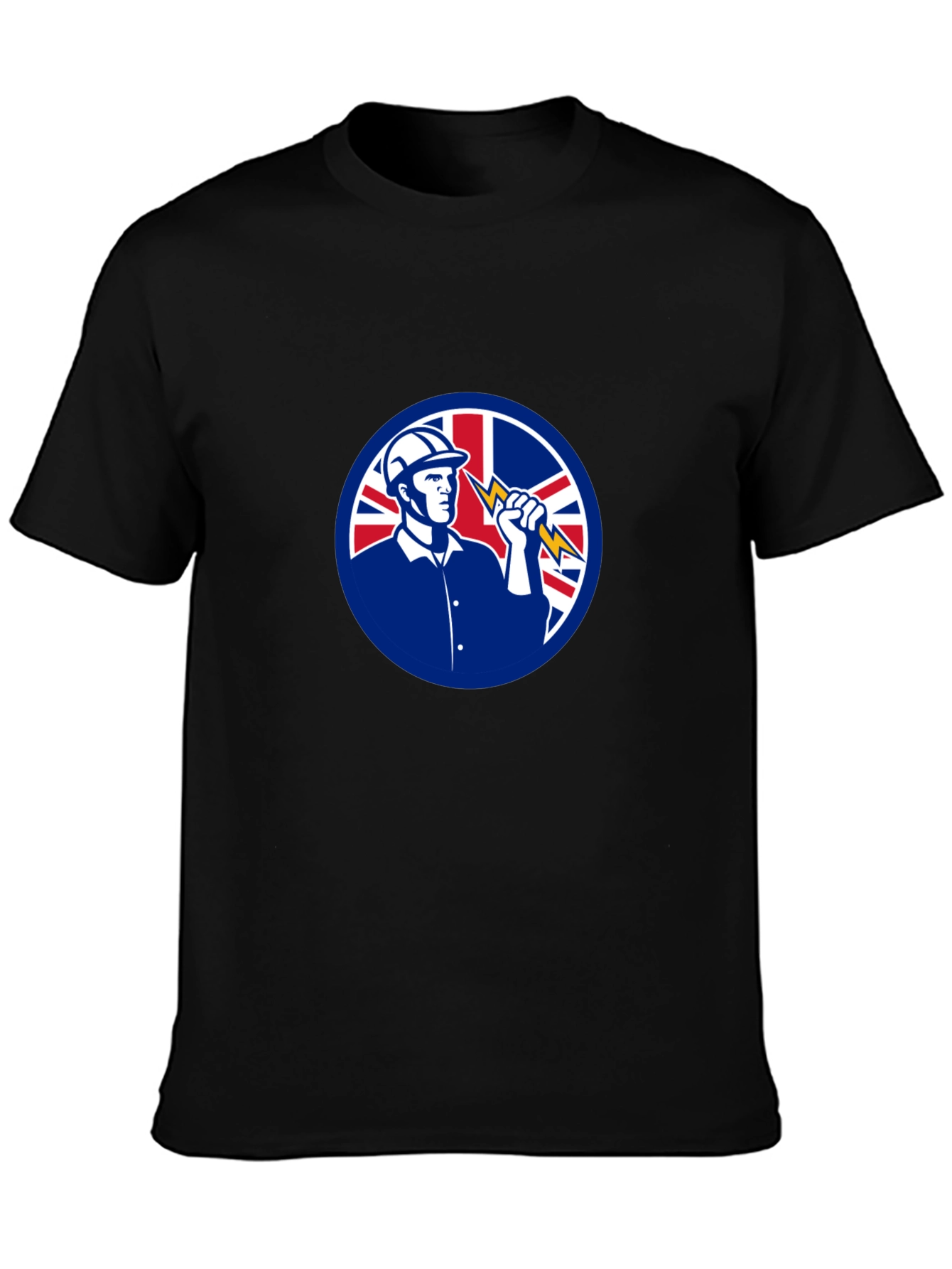 Camiseta Negra Eléctrico con Bandera Reino Unido