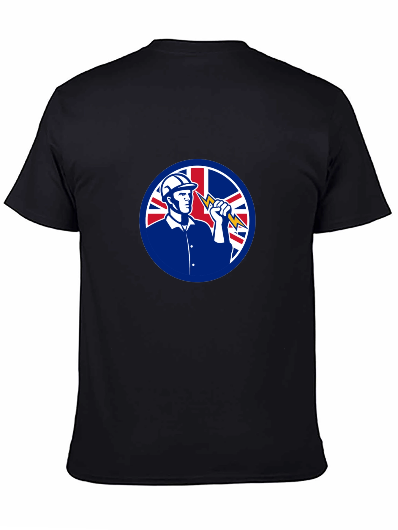 Camiseta Negra Eléctrico con Bandera Reino Unido
