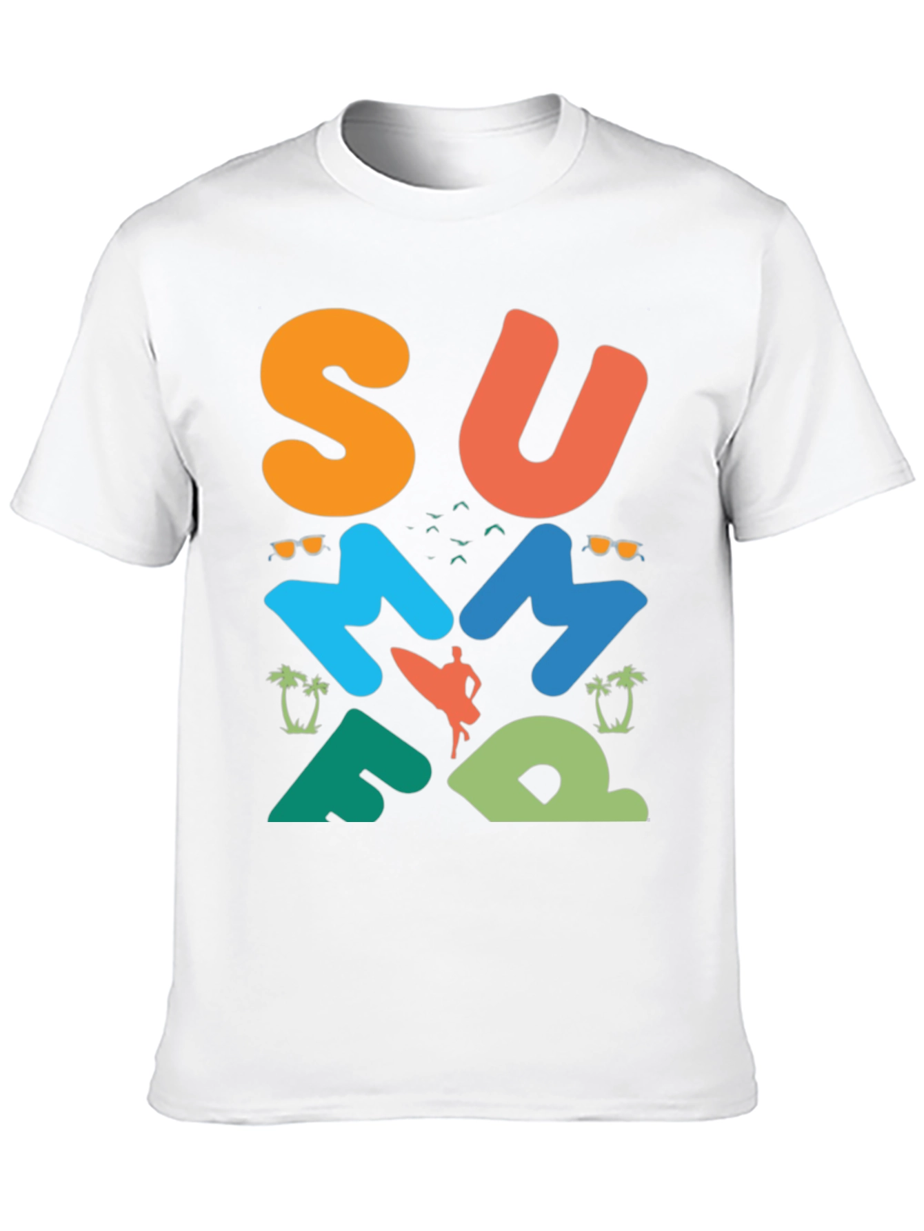 Camiseta negra con diseño veraniego surf