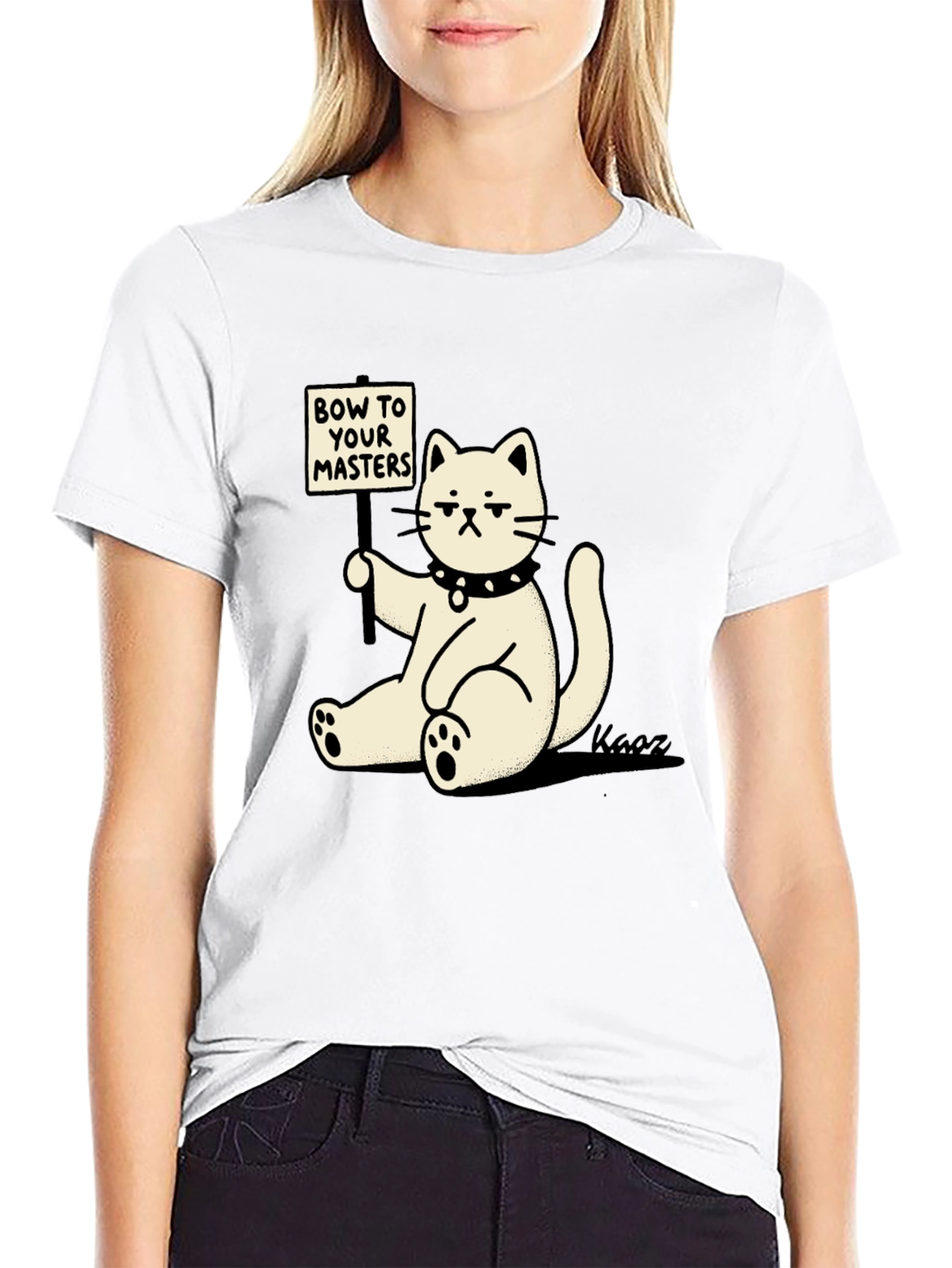 Camiseta Negra con Gato Demandando Sumisión