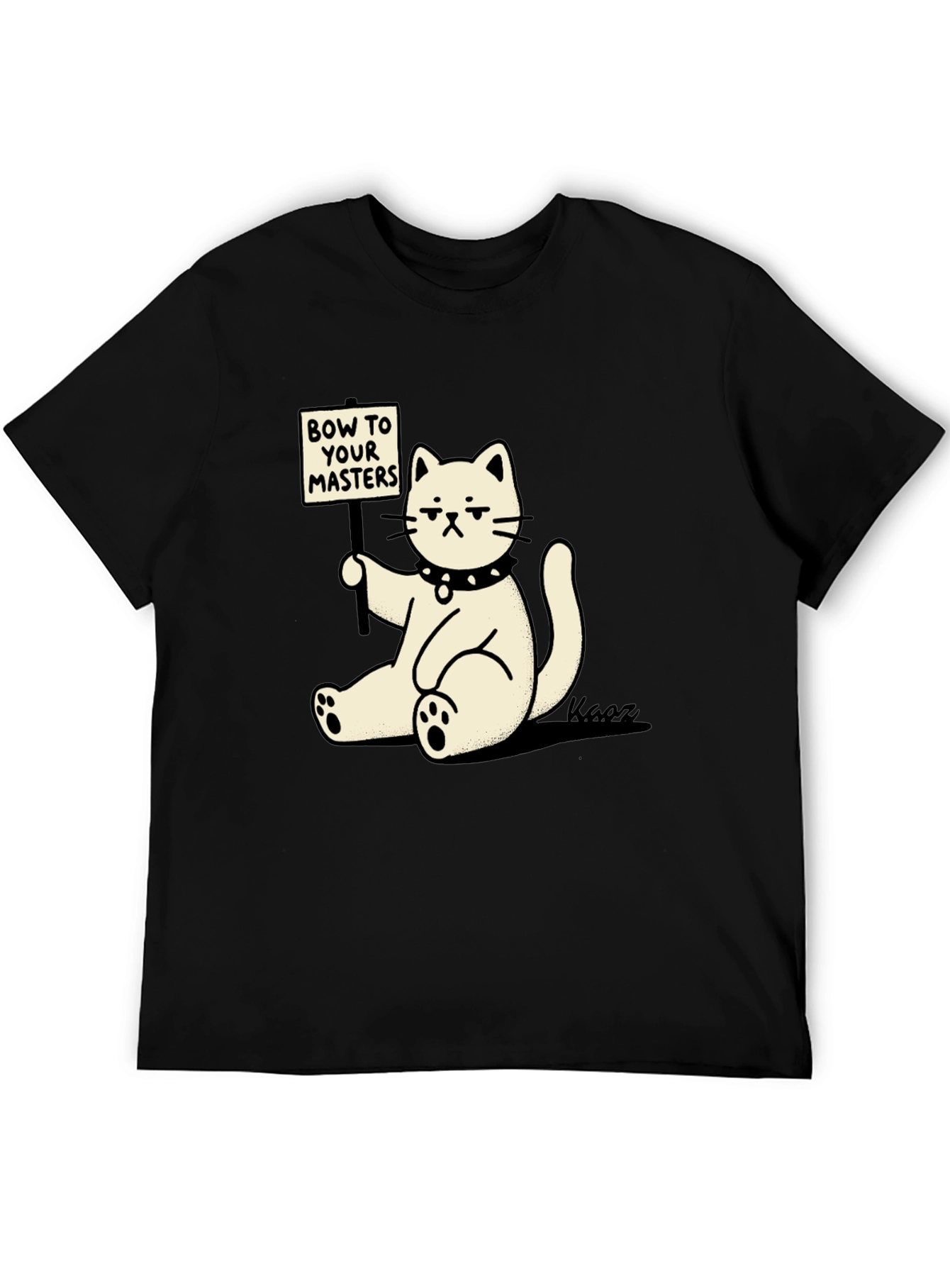Camiseta Negra con Gato Demandando Sumisión