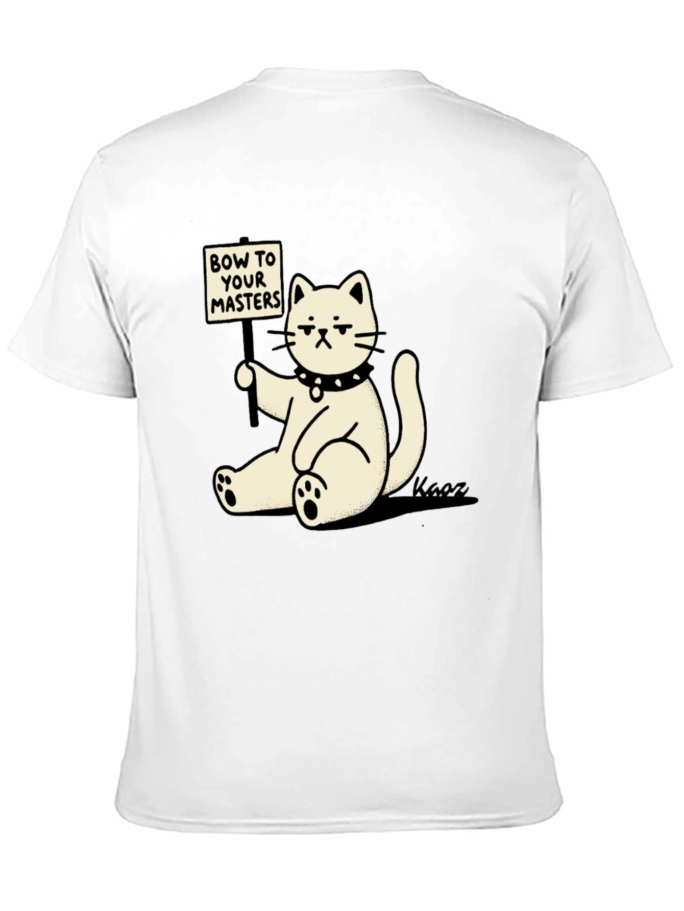 Camiseta Negra con Gato Demandando Sumisión