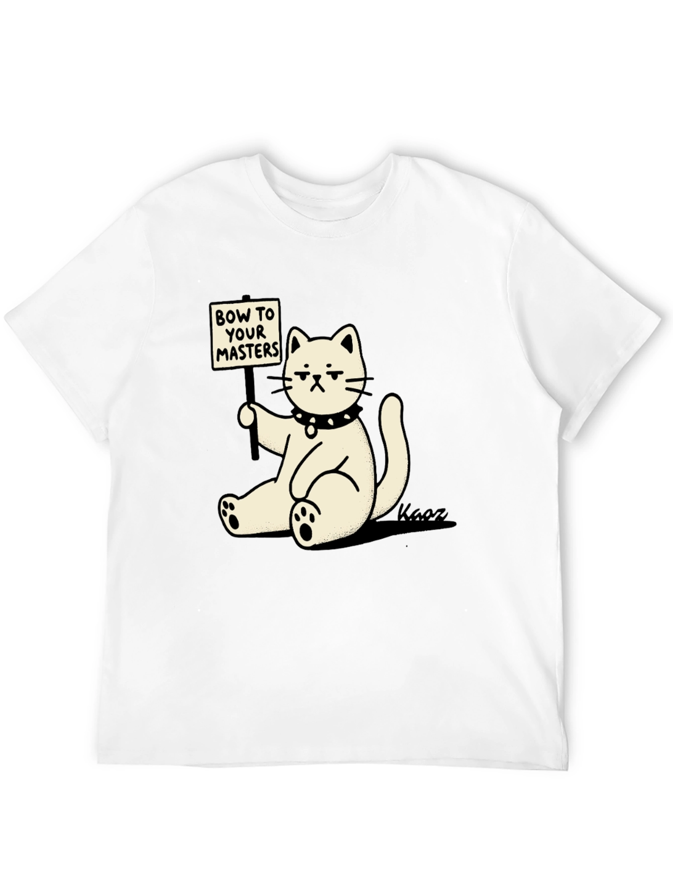 Camiseta Negra con Gato Demandando Sumisión