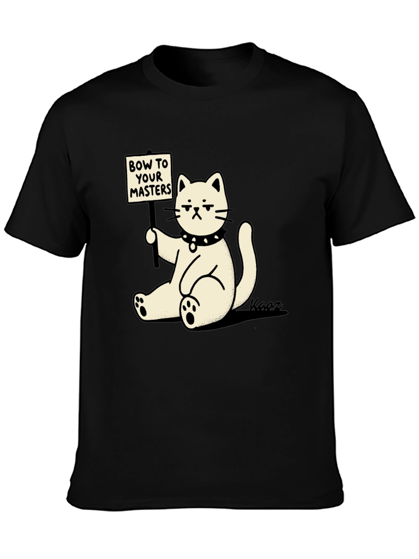 Camiseta Negra con Gato Demandando Sumisión