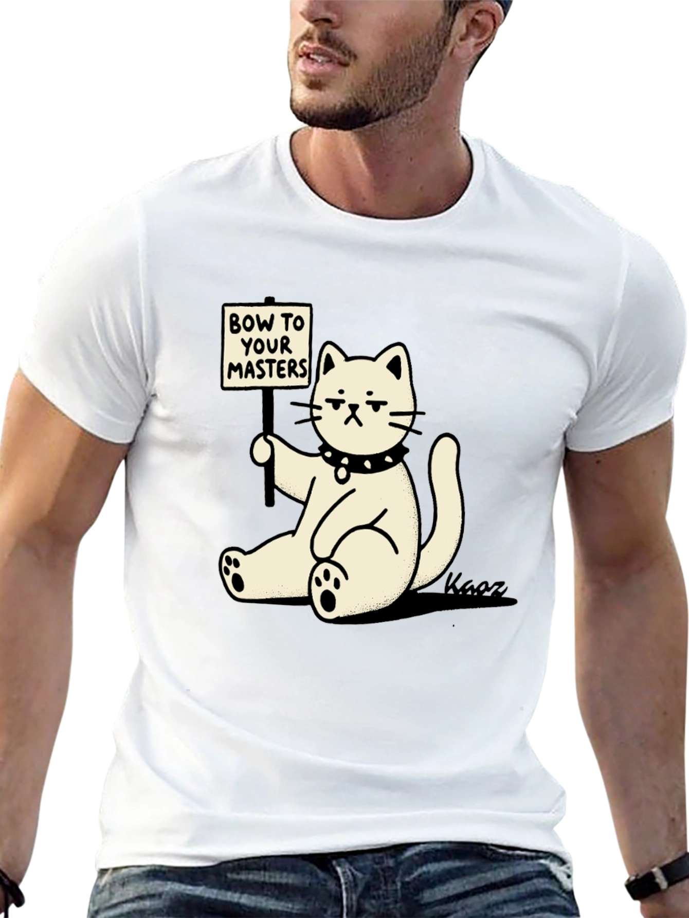 Camiseta Negra con Gato Demandando Sumisión