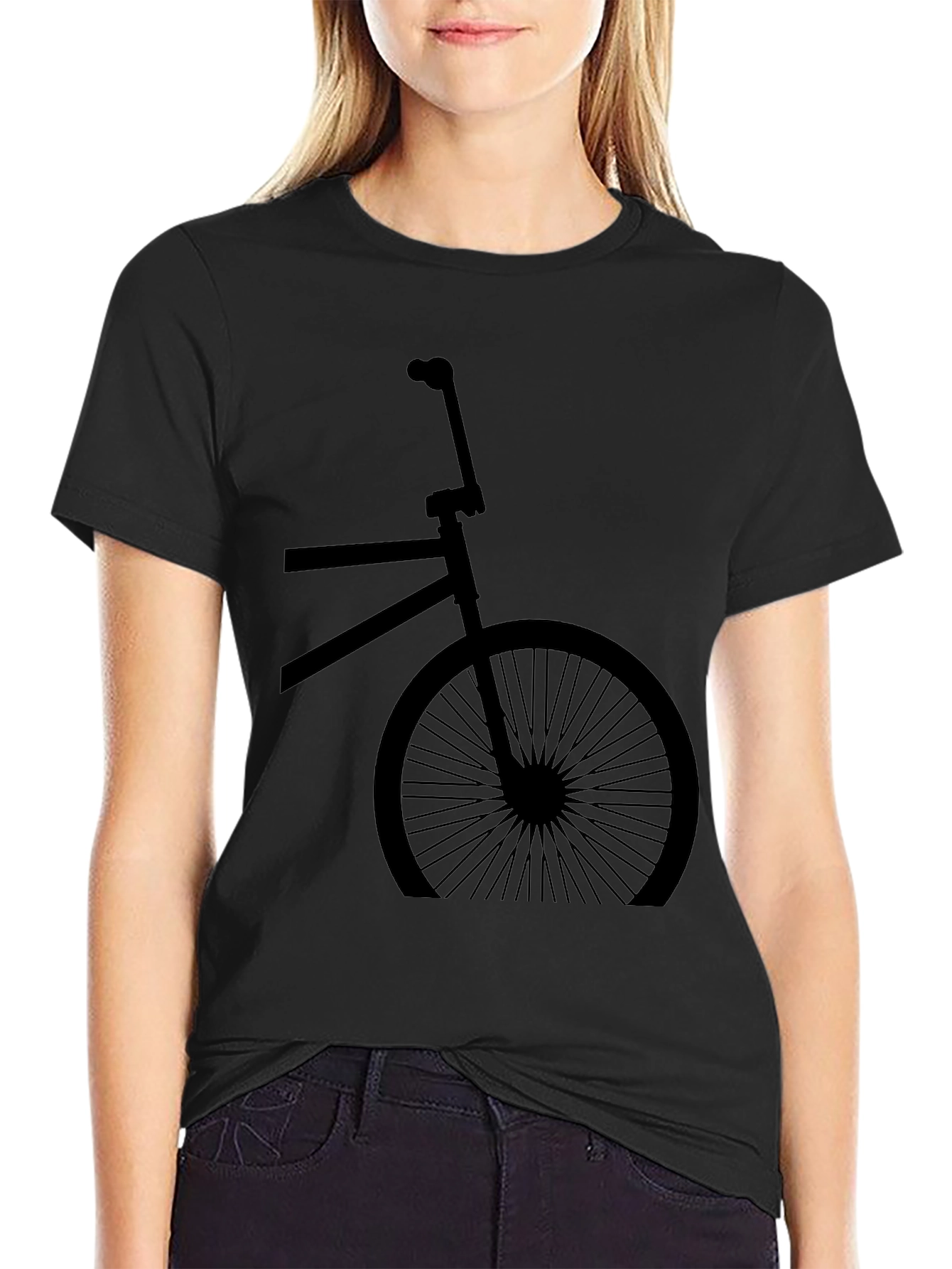 Camiseta Negra con Diseño de Bicicleta Retro