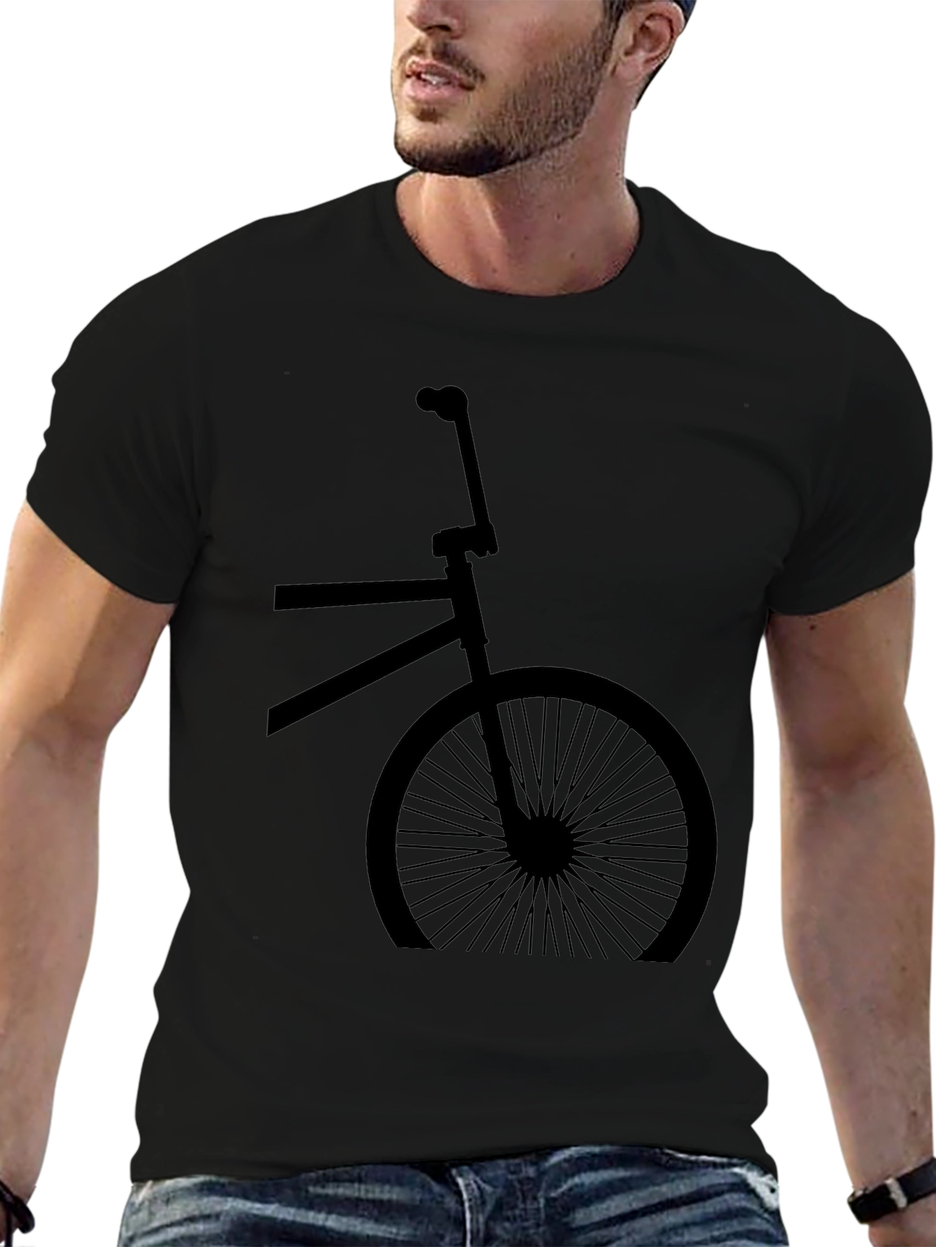 Camiseta Negra con Diseño de Bicicleta Retro