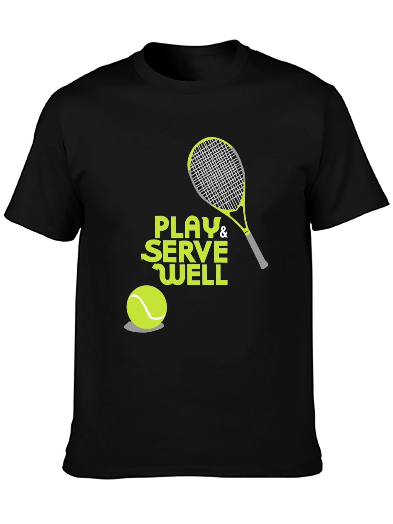 Camiseta Negra Deportiva con Diseño de Tenis