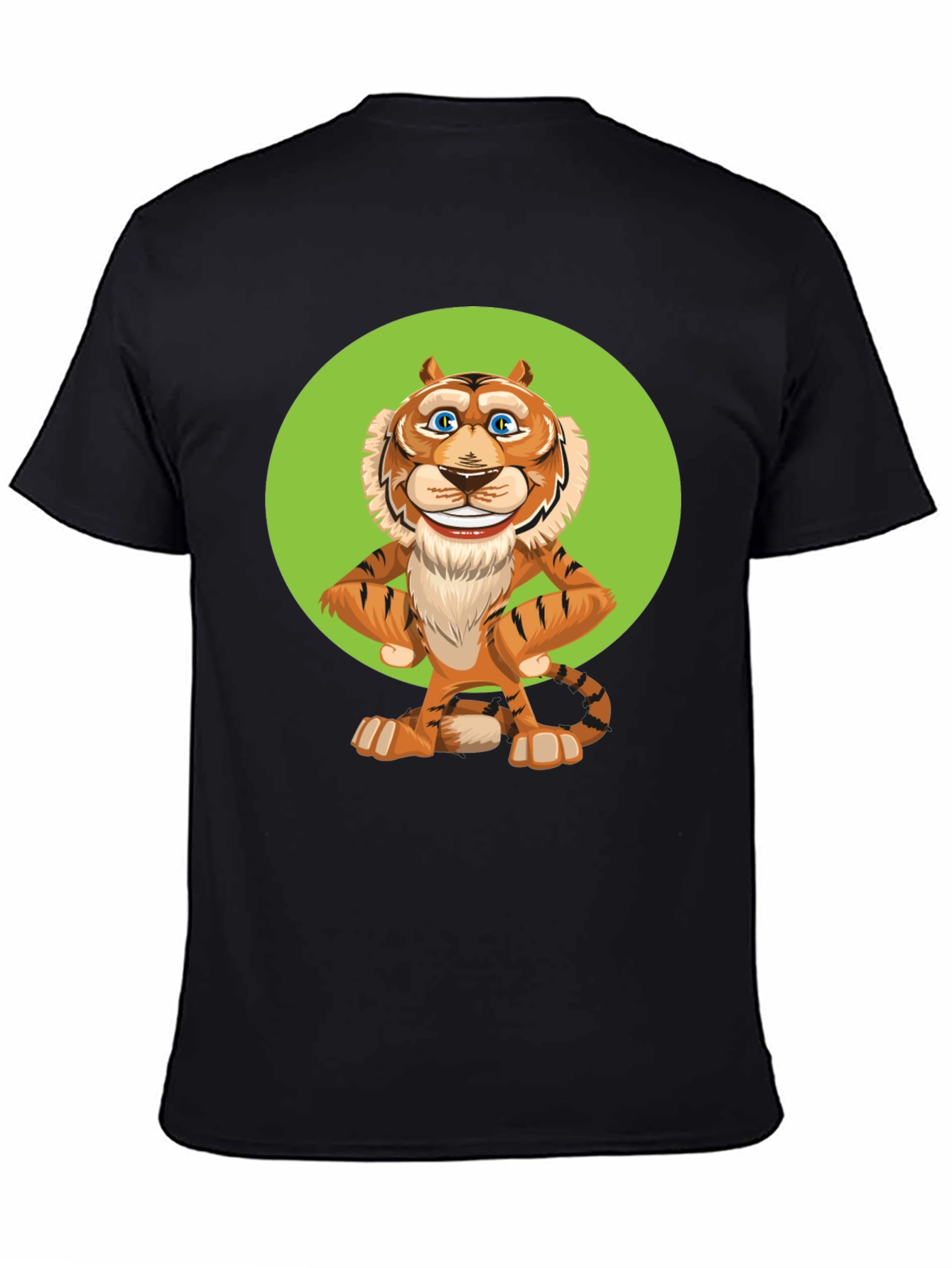 Camiseta Negra con Tigre Caricatura
