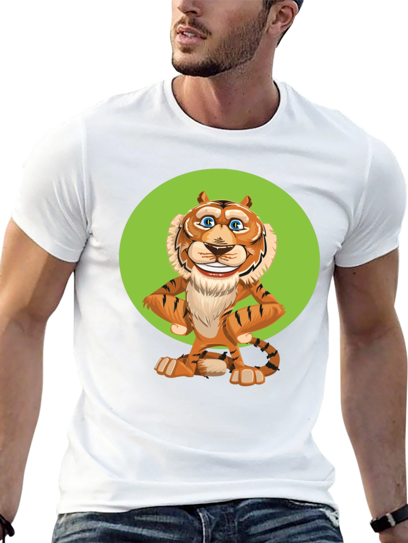 Camiseta Negra con Tigre Caricatura