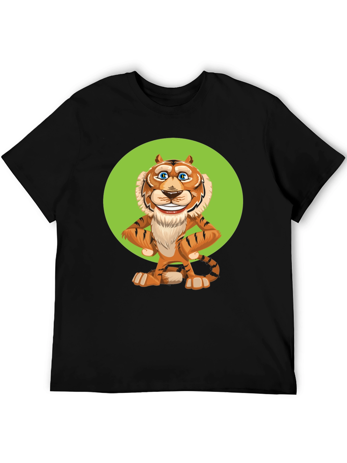 Camiseta Negra con Tigre Caricatura