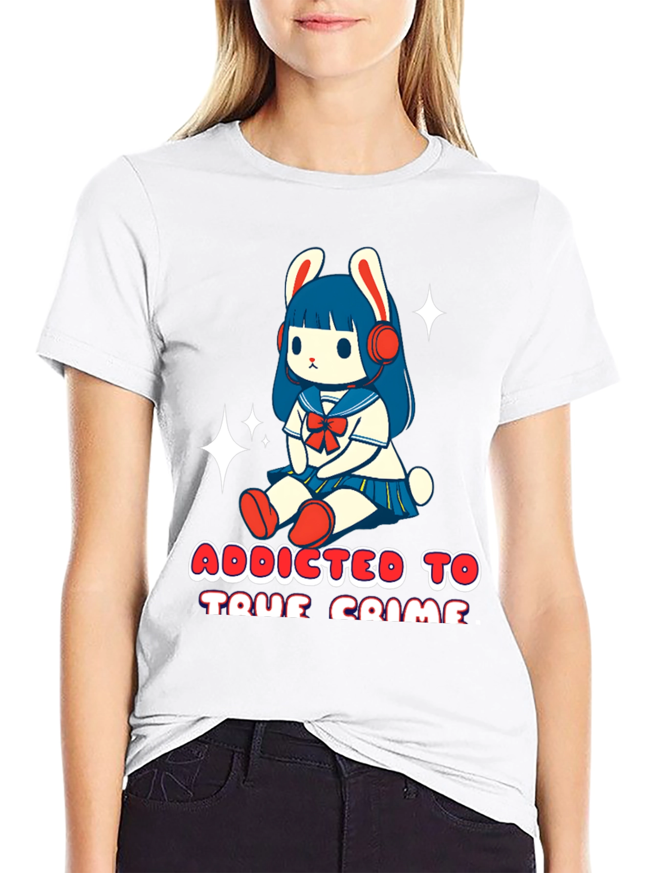 Camiseta Negra con Diseño Adicta al Crimen