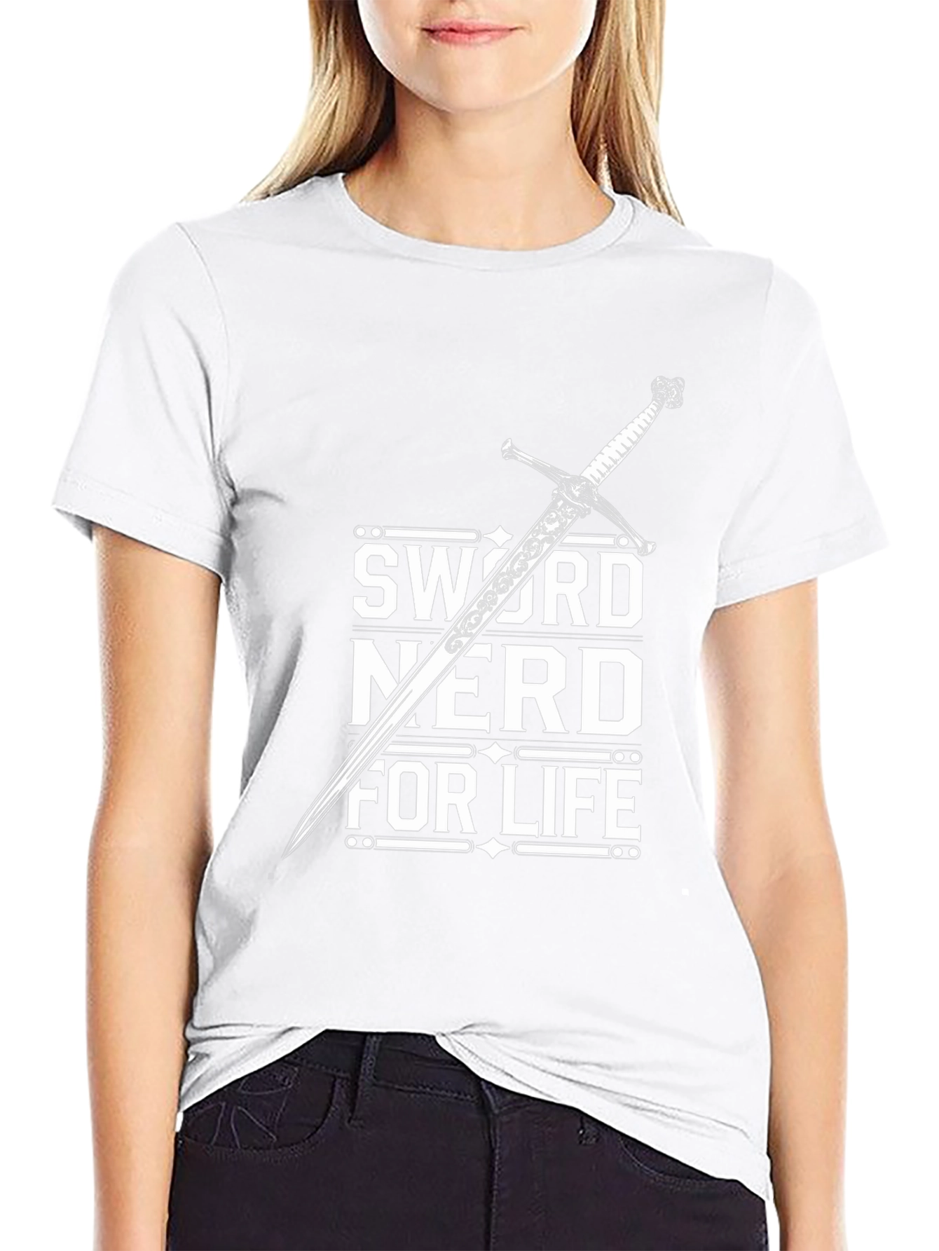Camiseta Negra Sword Nerd For Life