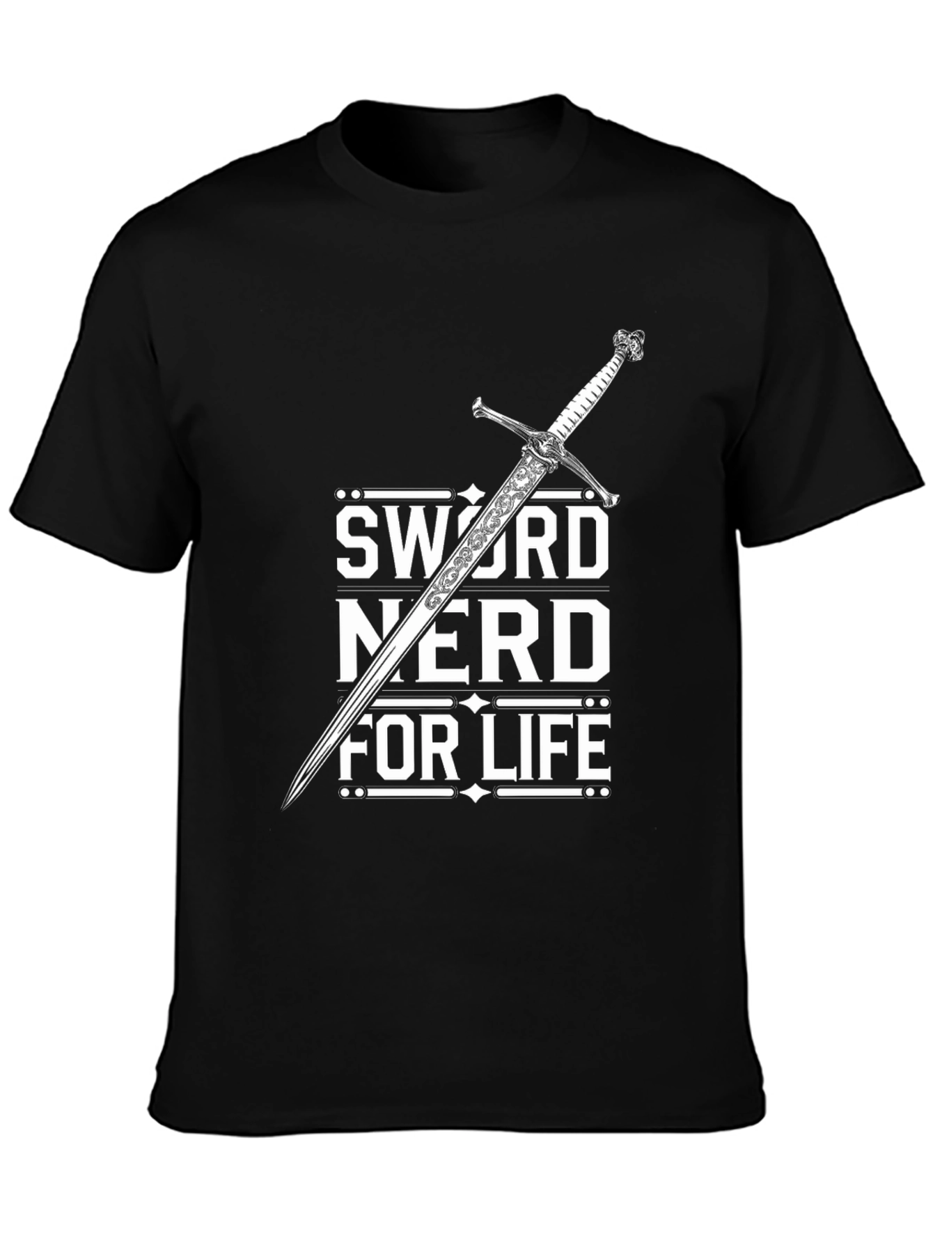 Camiseta Negra Sword Nerd For Life