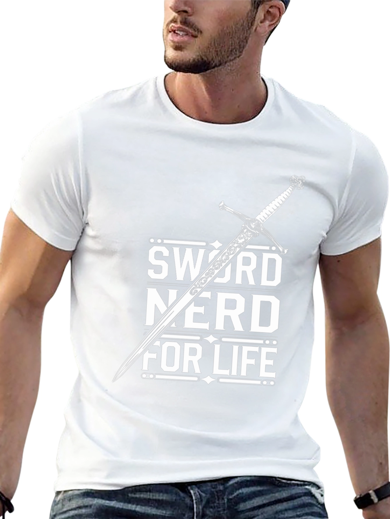 Camiseta Negra Sword Nerd For Life