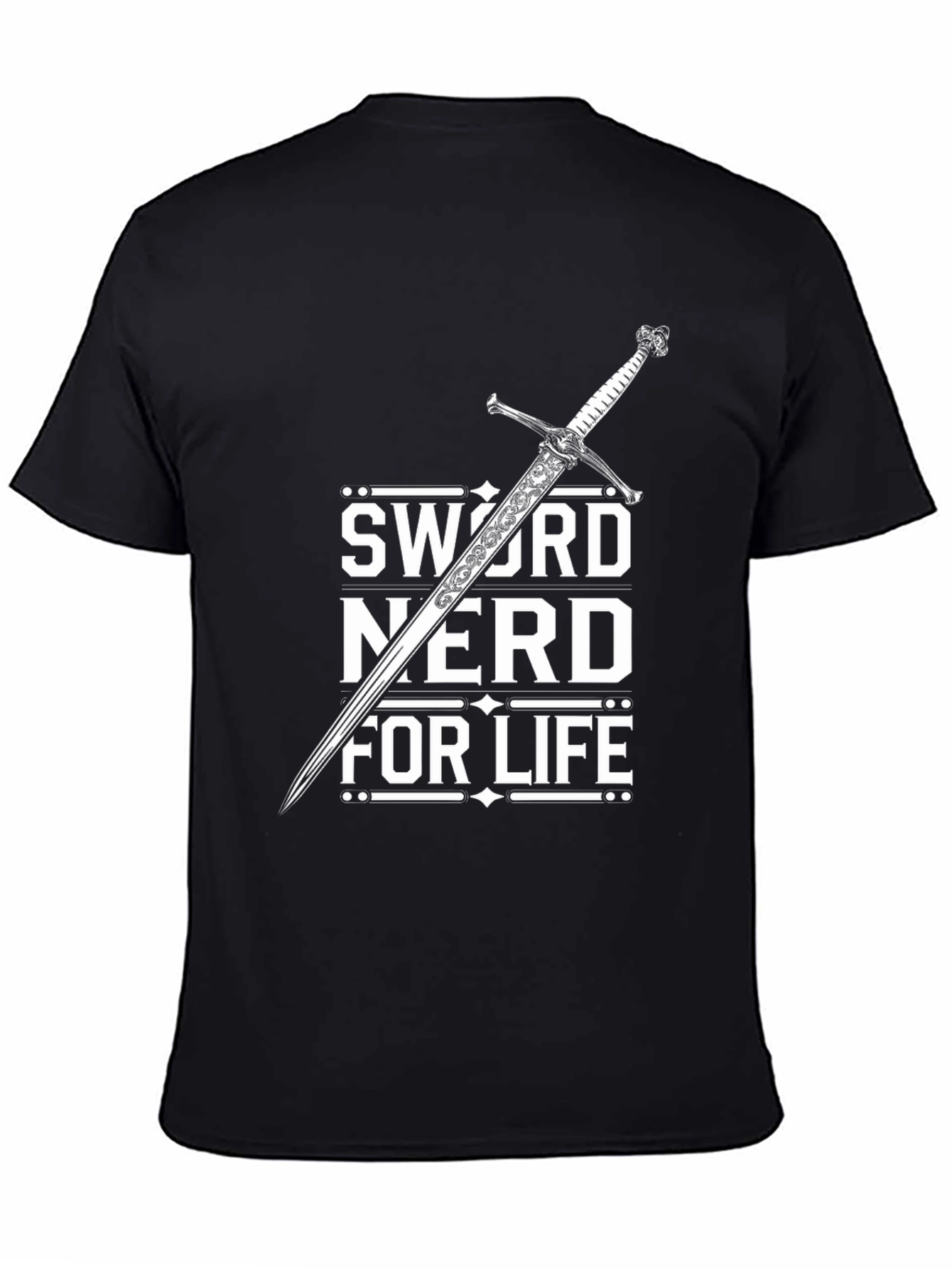 Camiseta Negra Sword Nerd For Life