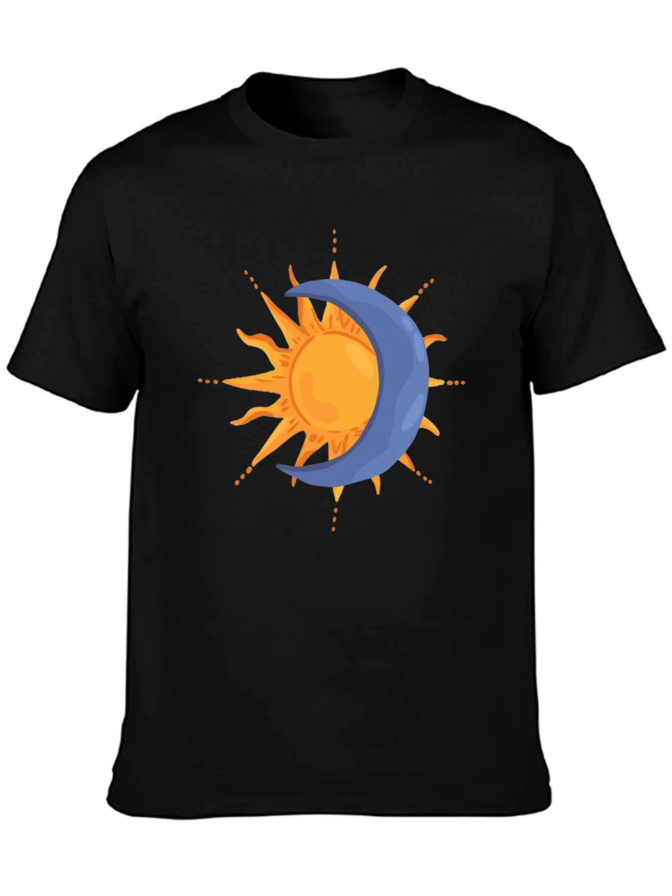 Camiseta Negra Sol y Luna Estilizada para Hombre