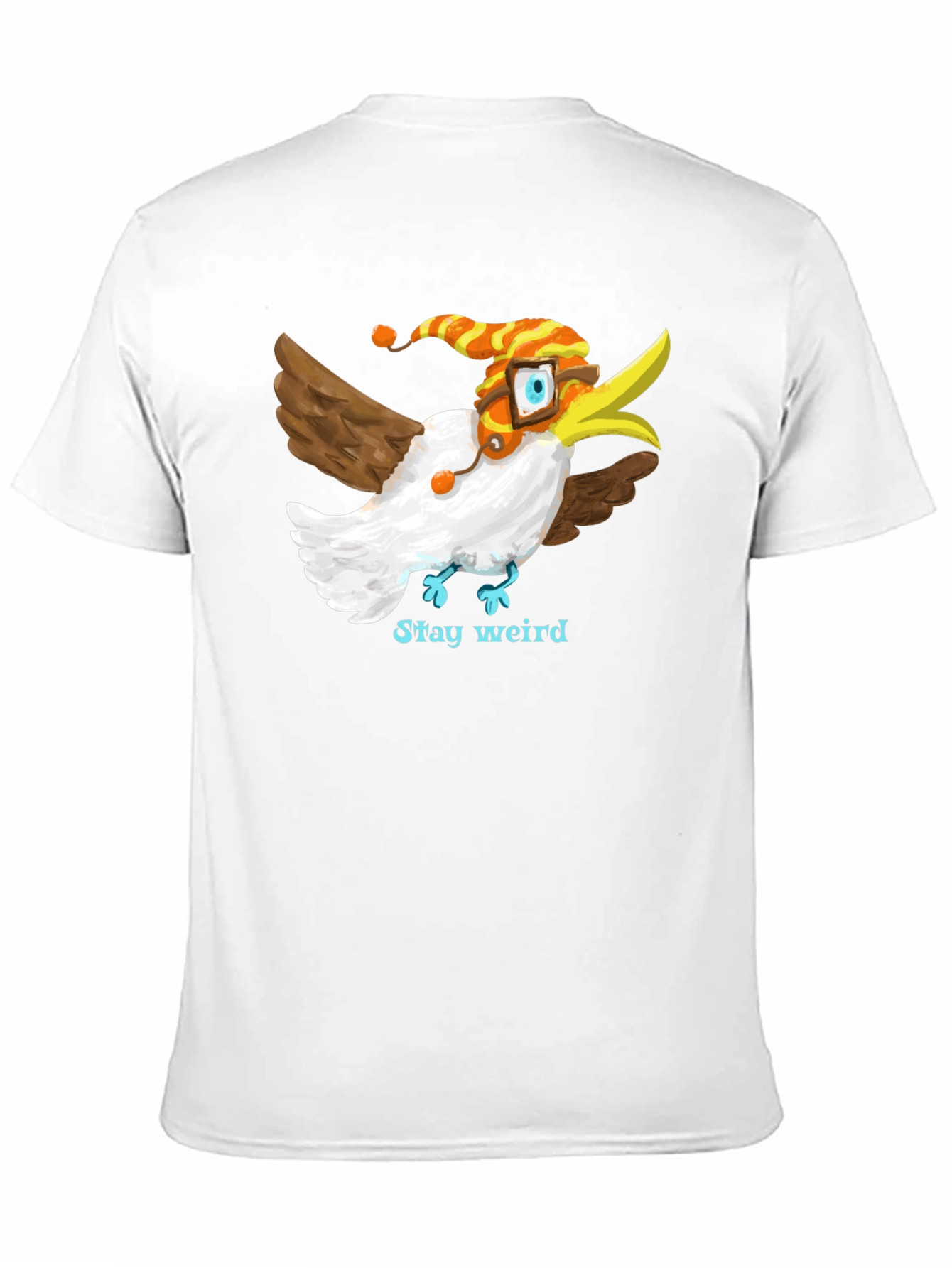 Camiseta Negra con Estampado de Pájaro Divertido